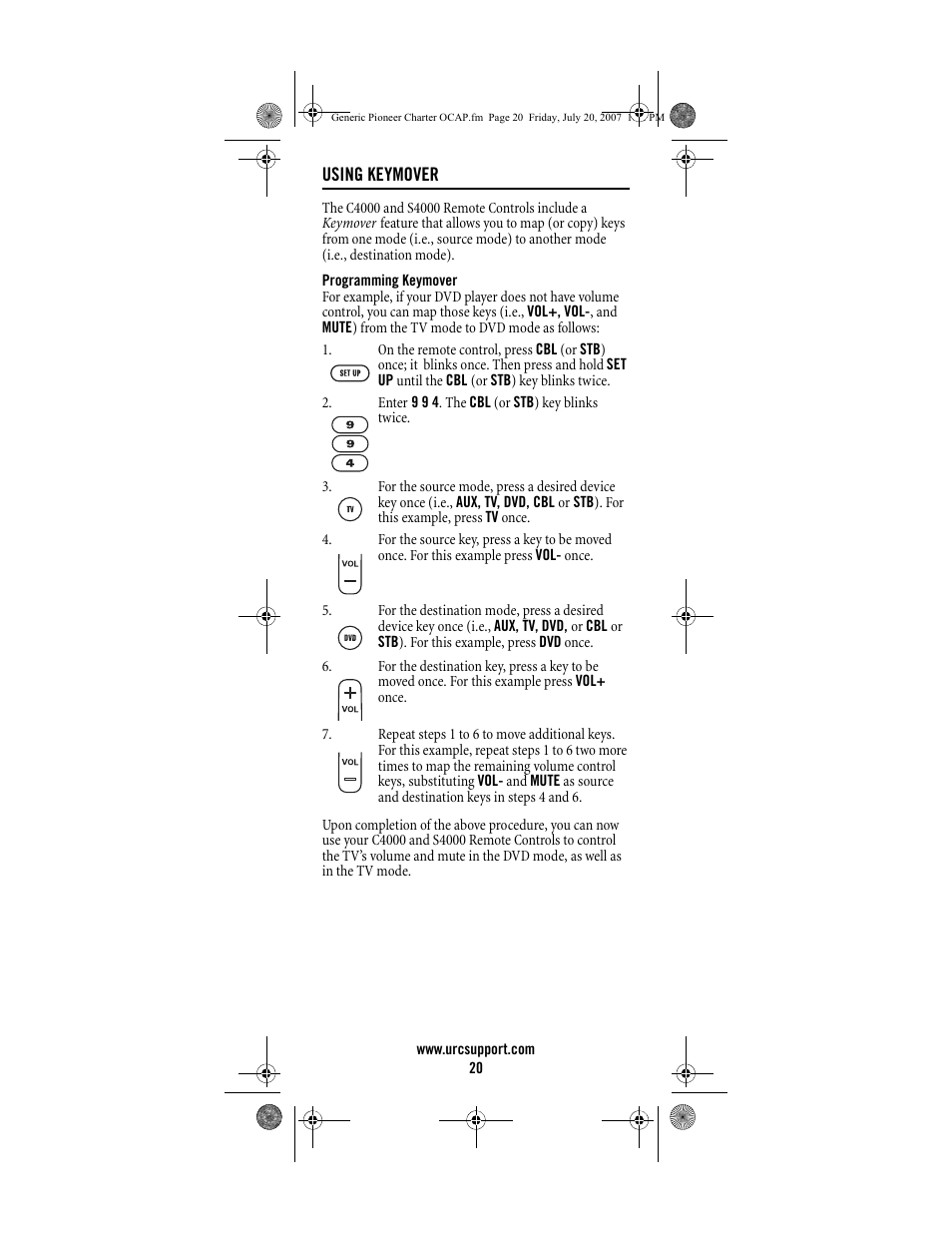 Universal Electronics Charter S4000 User Manual | Page 20 / 48