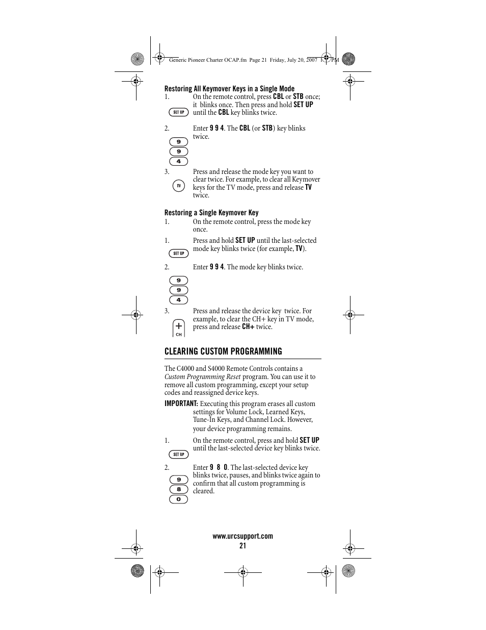 Universal Electronics Charter S4000 User Manual | Page 21 / 48