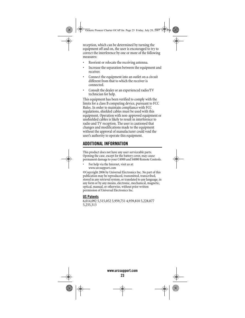 Universal Electronics Charter S4000 User Manual | Page 23 / 48
