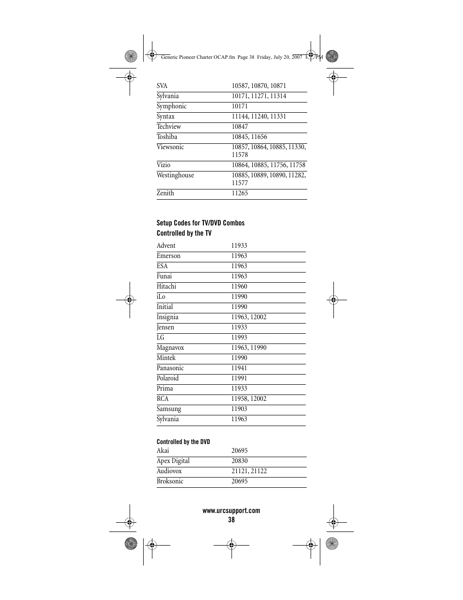 Universal Electronics Charter S4000 User Manual | Page 38 / 48