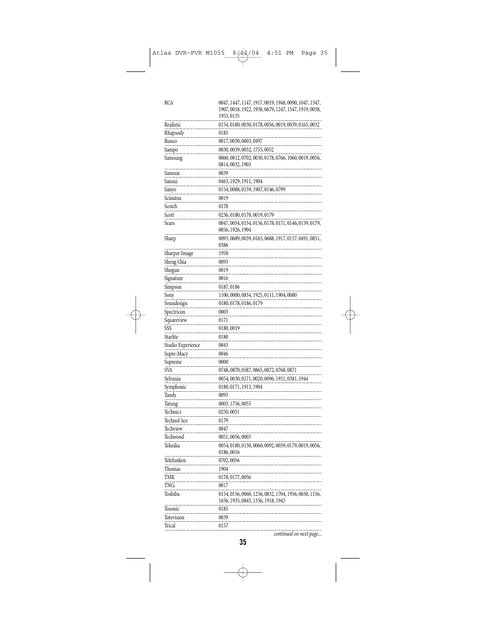 Universal Electronics PVR 5 User Manual | Page 35 / 40