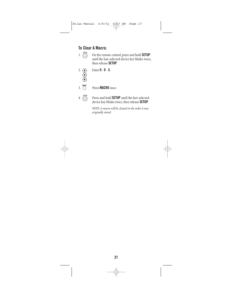 Universal Electronics Atlas 4-DEVICE Universal Remote Control User Manual | Page 27 / 32