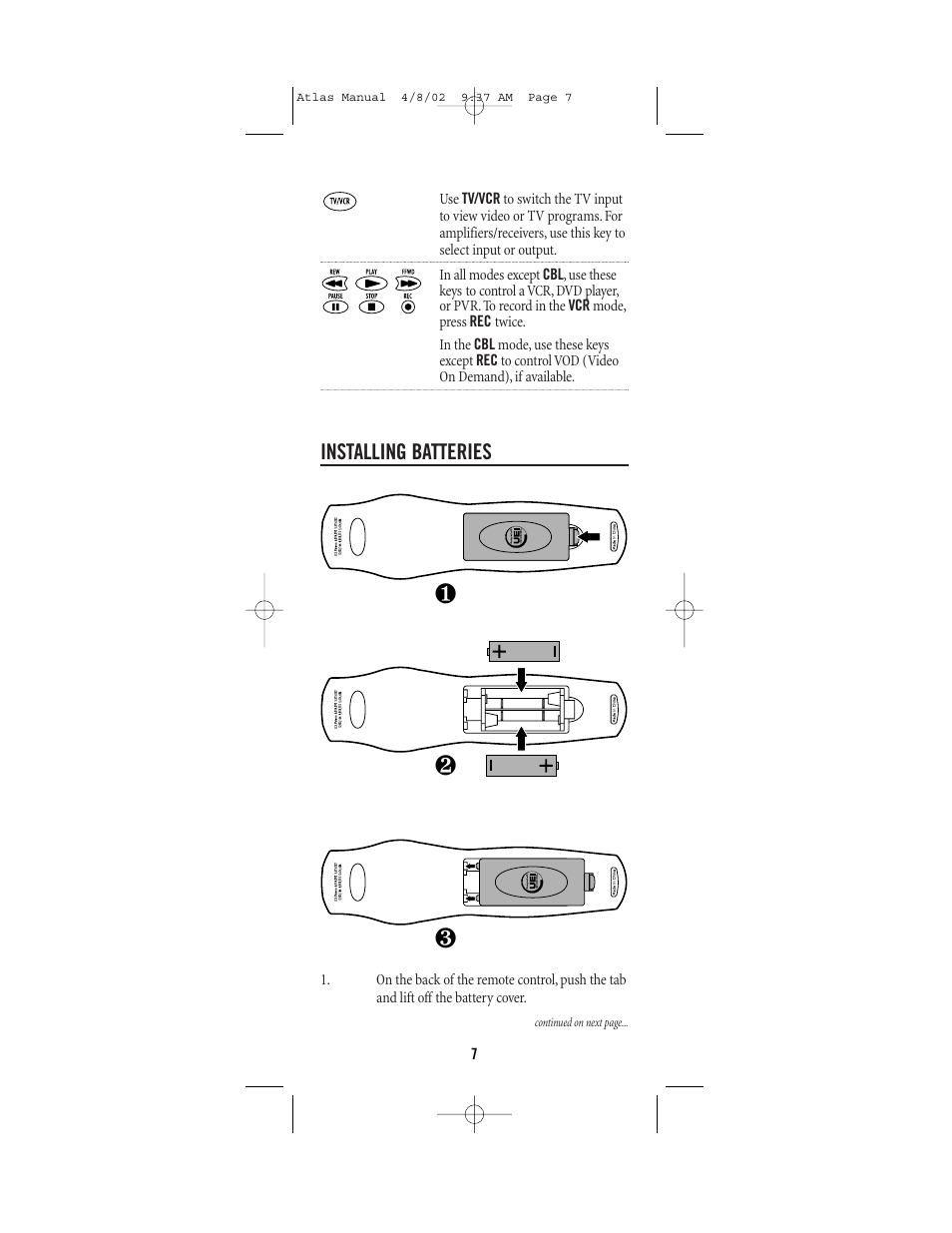 Universal Electronics Atlas 4-DEVICE Universal Remote Control User Manual | Page 7 / 32