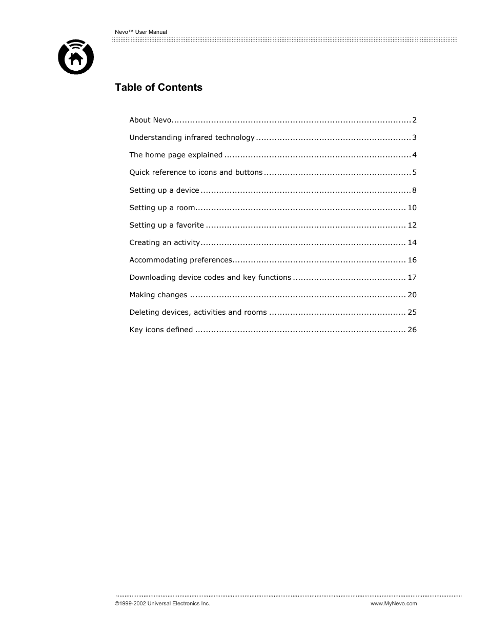 Universal Electronics Nevo User Manual | Page 2 / 29