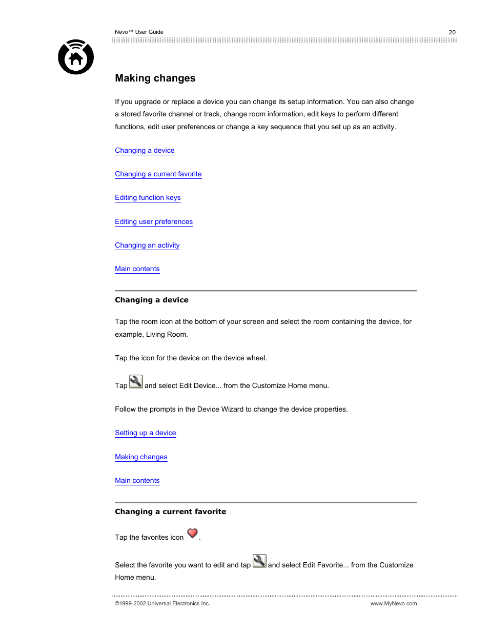 Making changes | Universal Electronics Nevo User Manual | Page 21 / 29