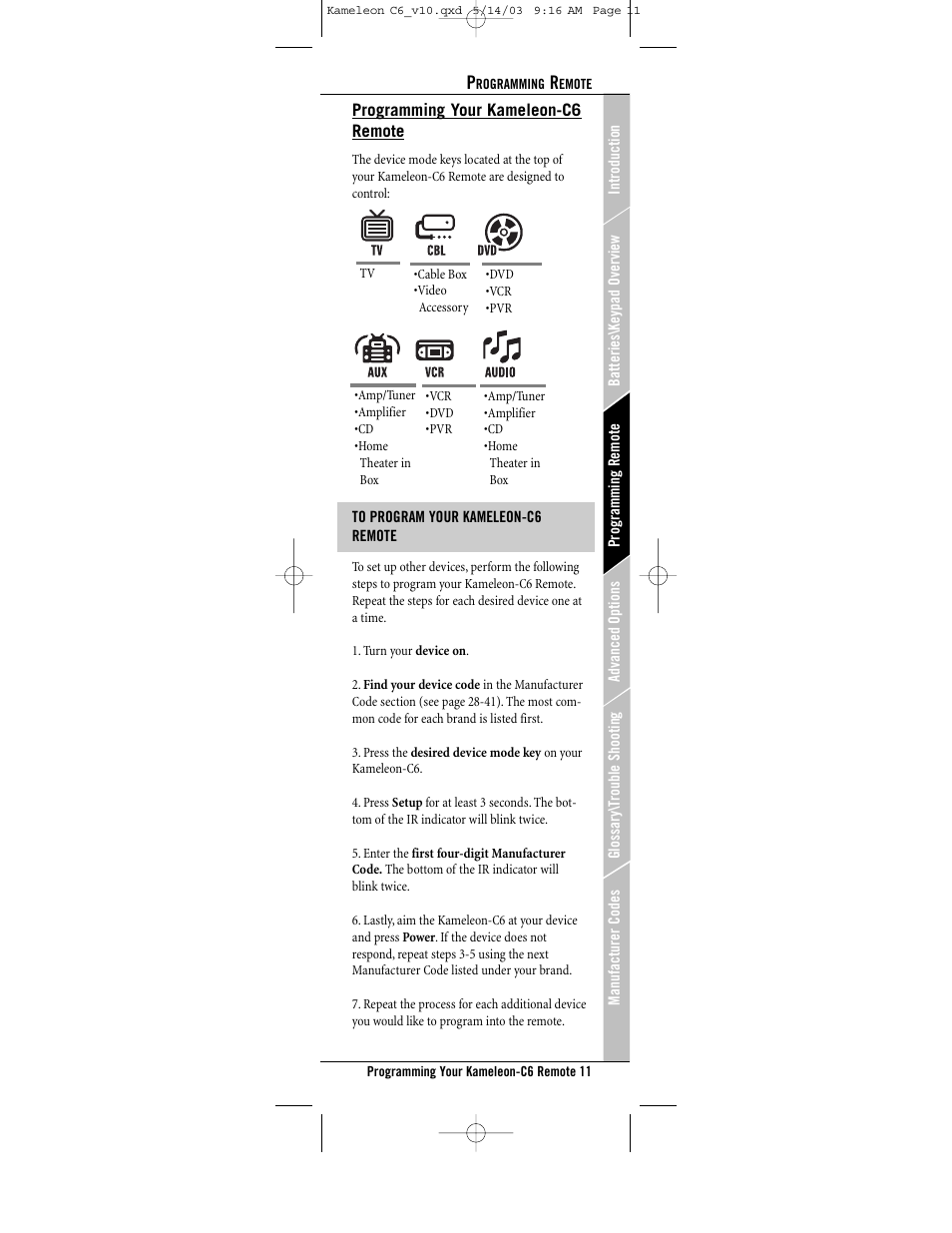 Universal Electronics C6 User Manual | Page 11 / 42