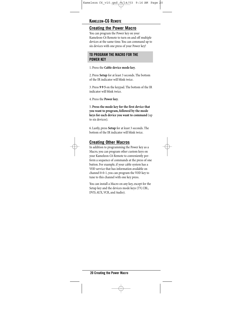 Universal Electronics C6 User Manual | Page 20 / 42