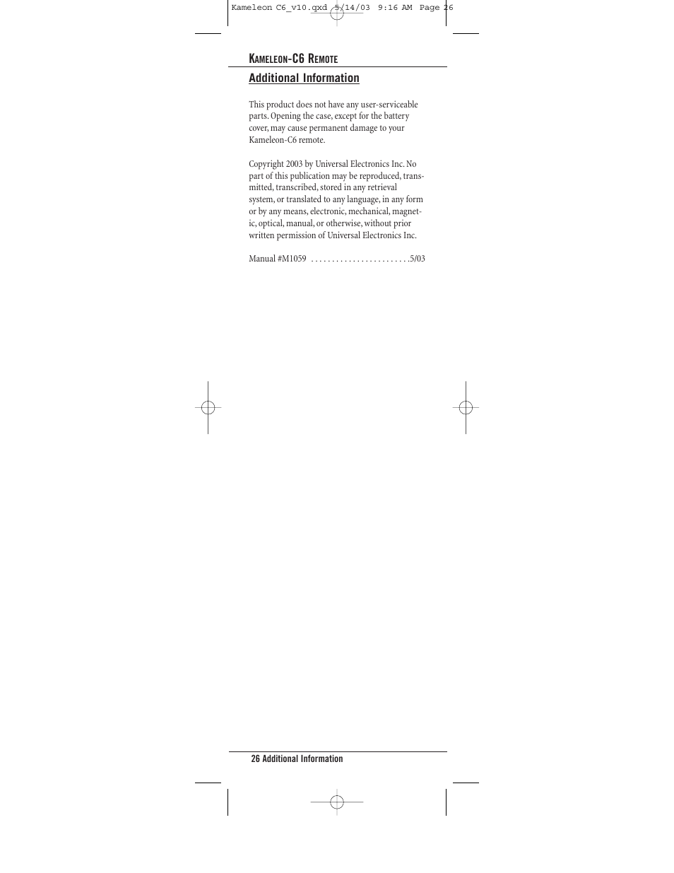 Universal Electronics C6 User Manual | Page 26 / 42