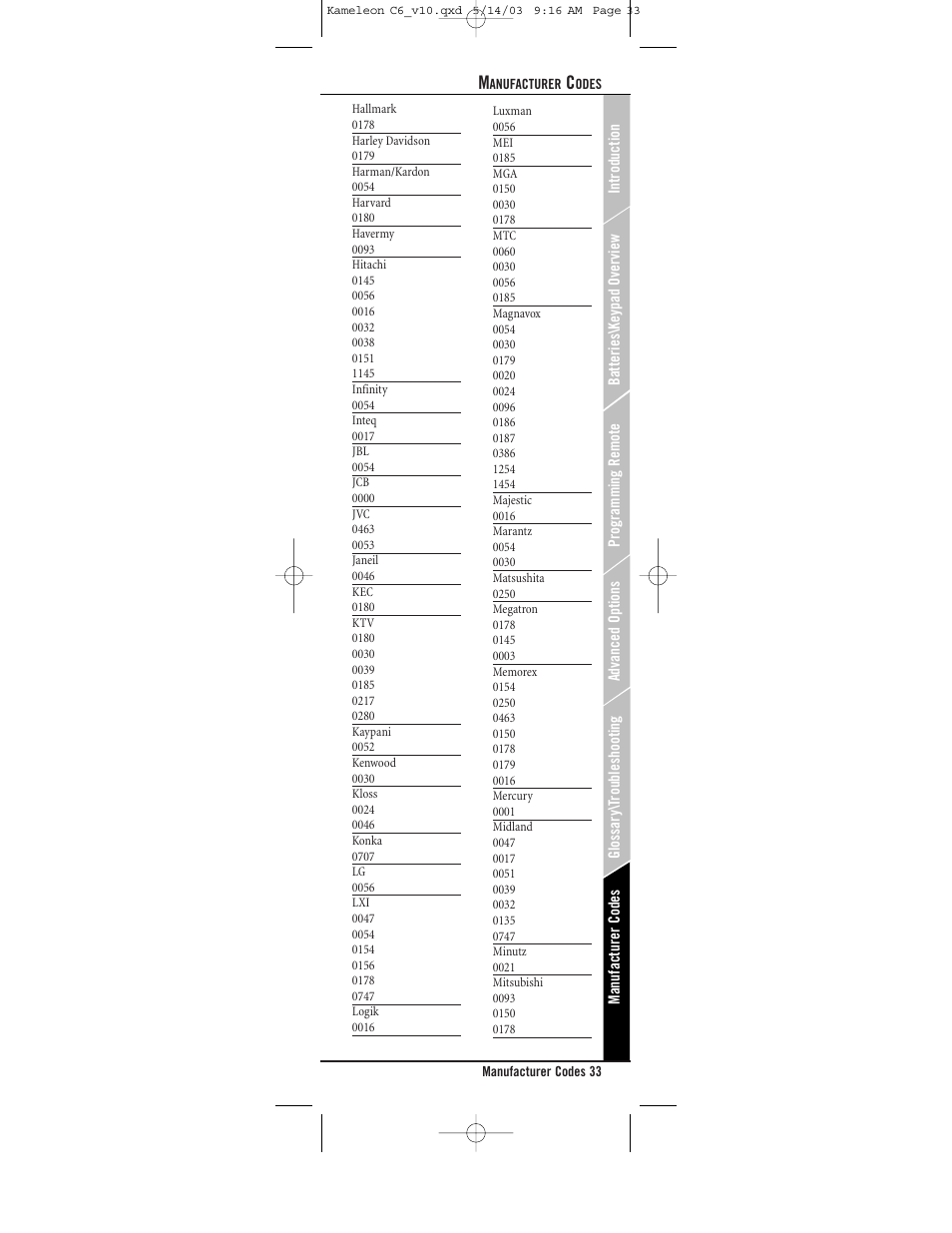 Universal Electronics C6 User Manual | Page 33 / 42