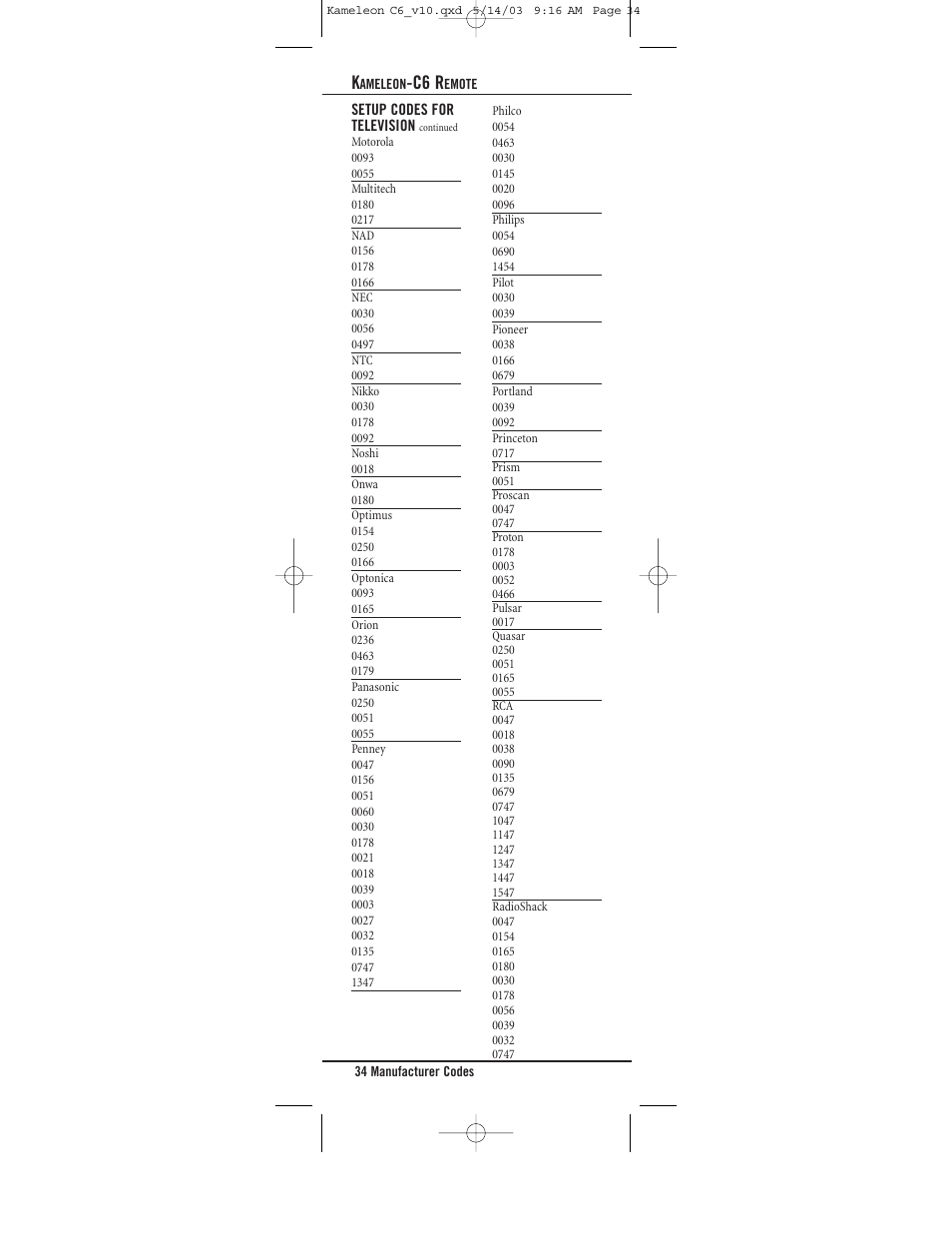 C6 r | Universal Electronics C6 User Manual | Page 34 / 42