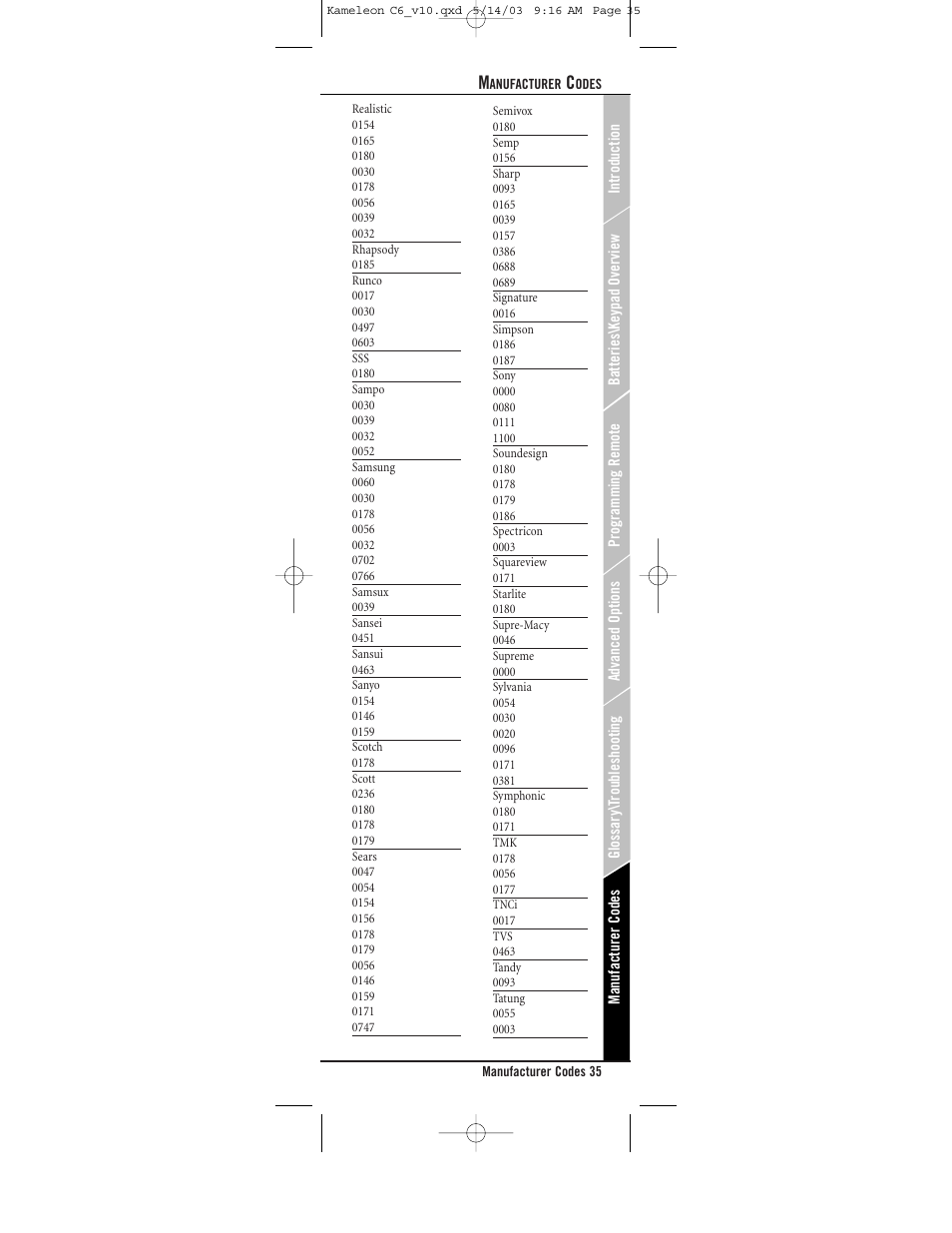 Universal Electronics C6 User Manual | Page 35 / 42