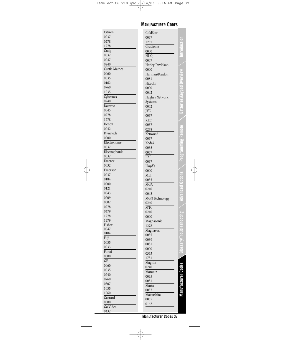 Universal Electronics C6 User Manual | Page 37 / 42