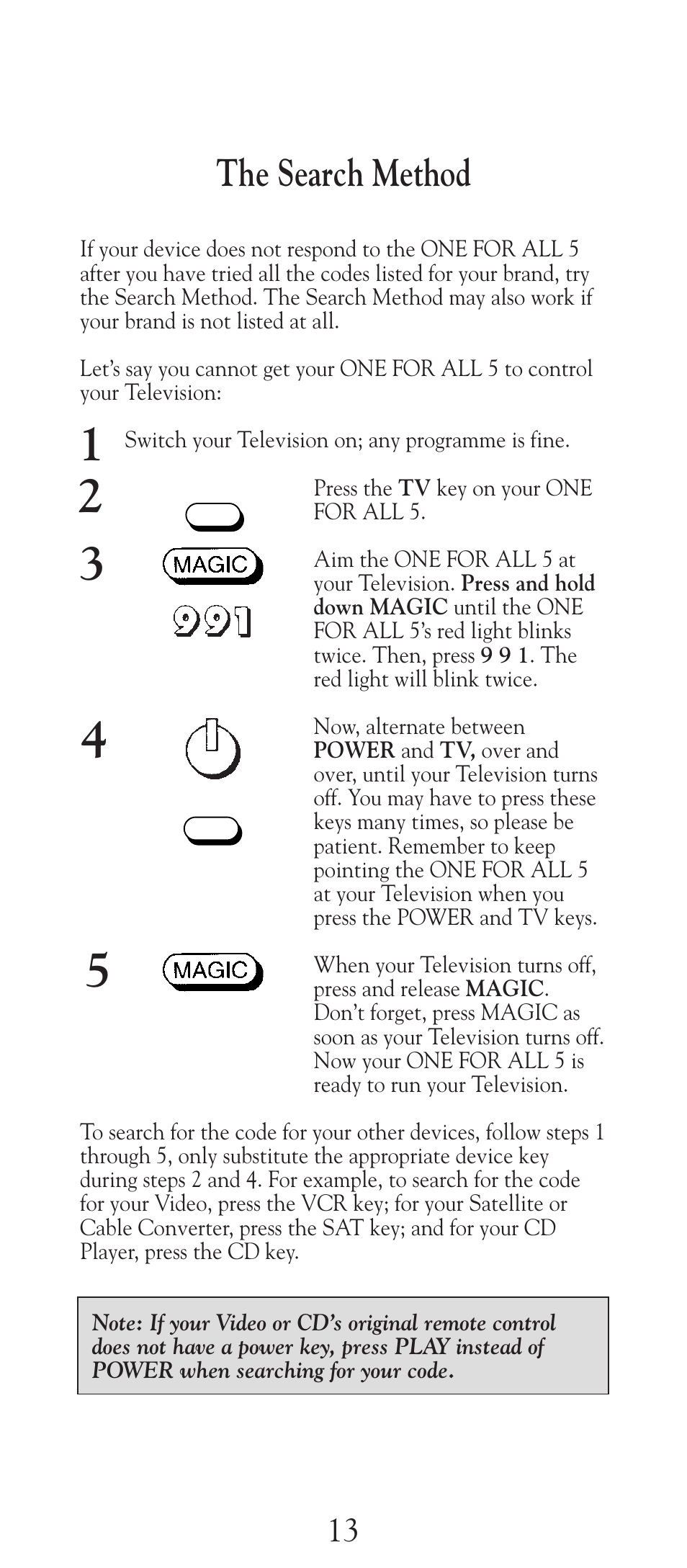 The search method | Universal Electronics URC-2505 User Manual | Page 14 / 42