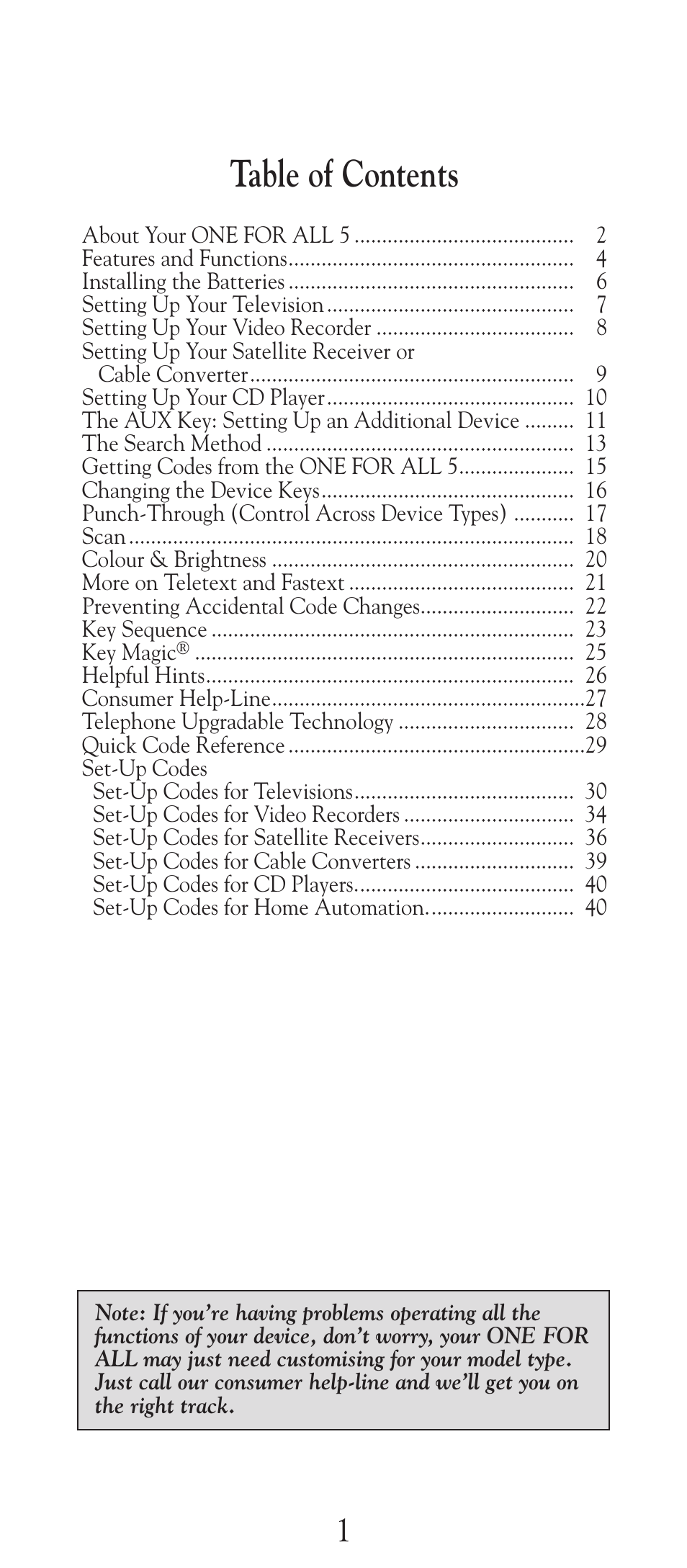 Universal Electronics URC-2505 User Manual | Page 2 / 42