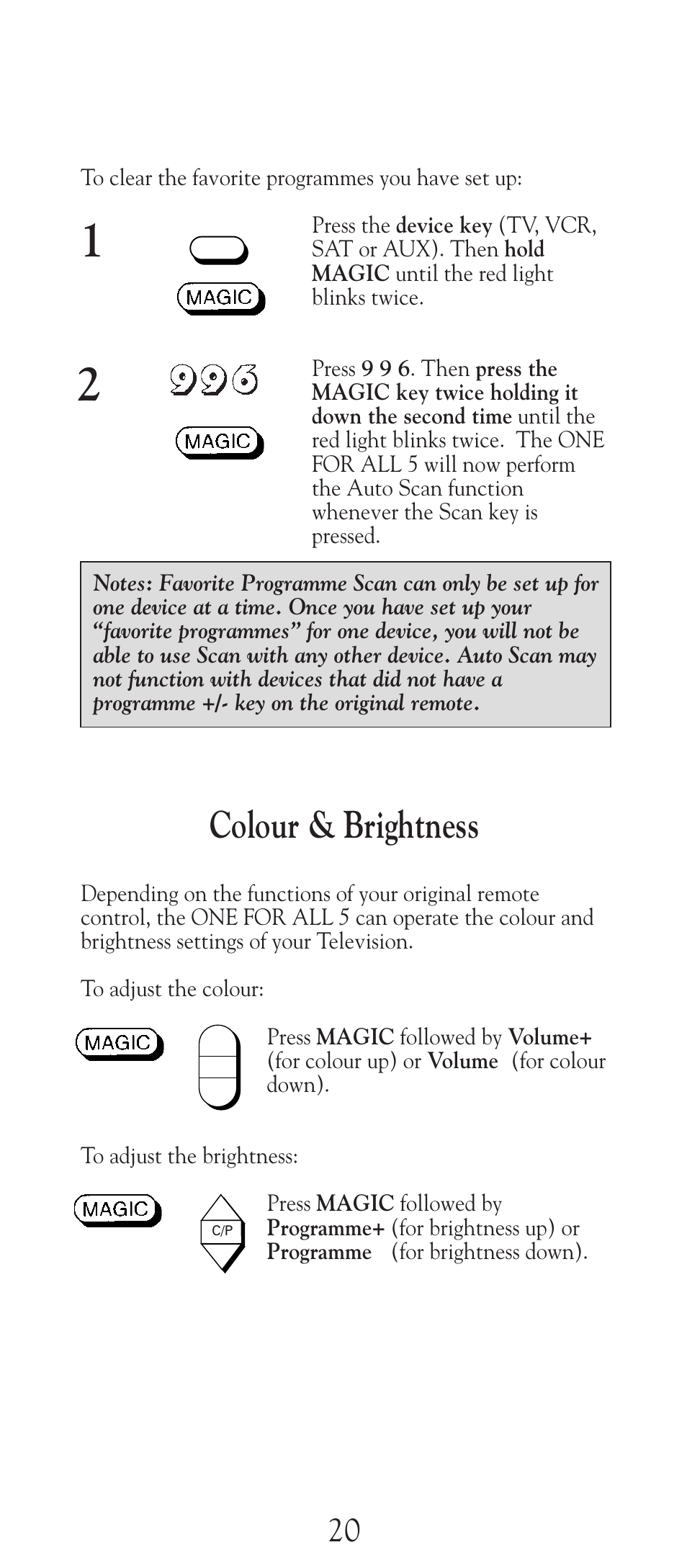 Colour & brightness | Universal Electronics URC-2505 User Manual | Page 21 / 42