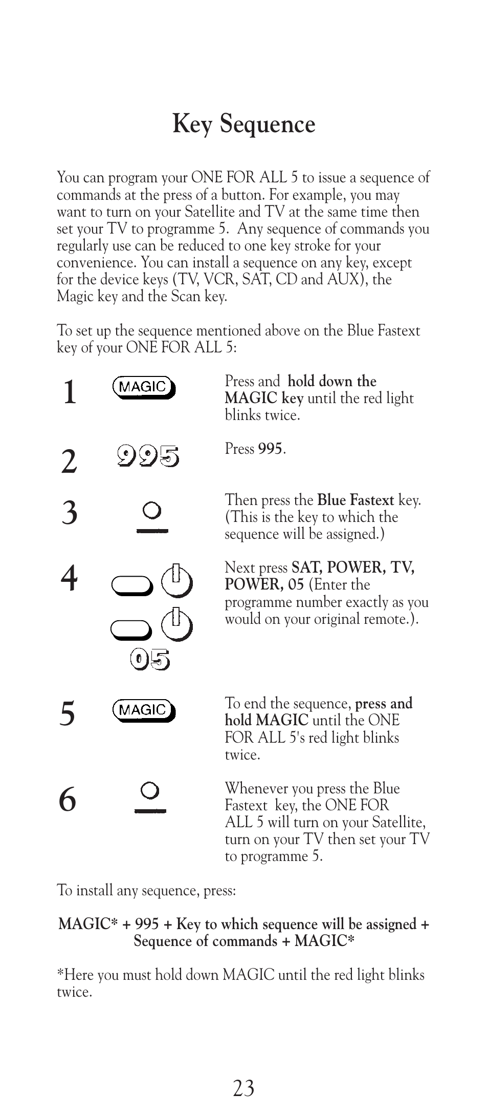 Key sequence | Universal Electronics URC-2505 User Manual | Page 24 / 42