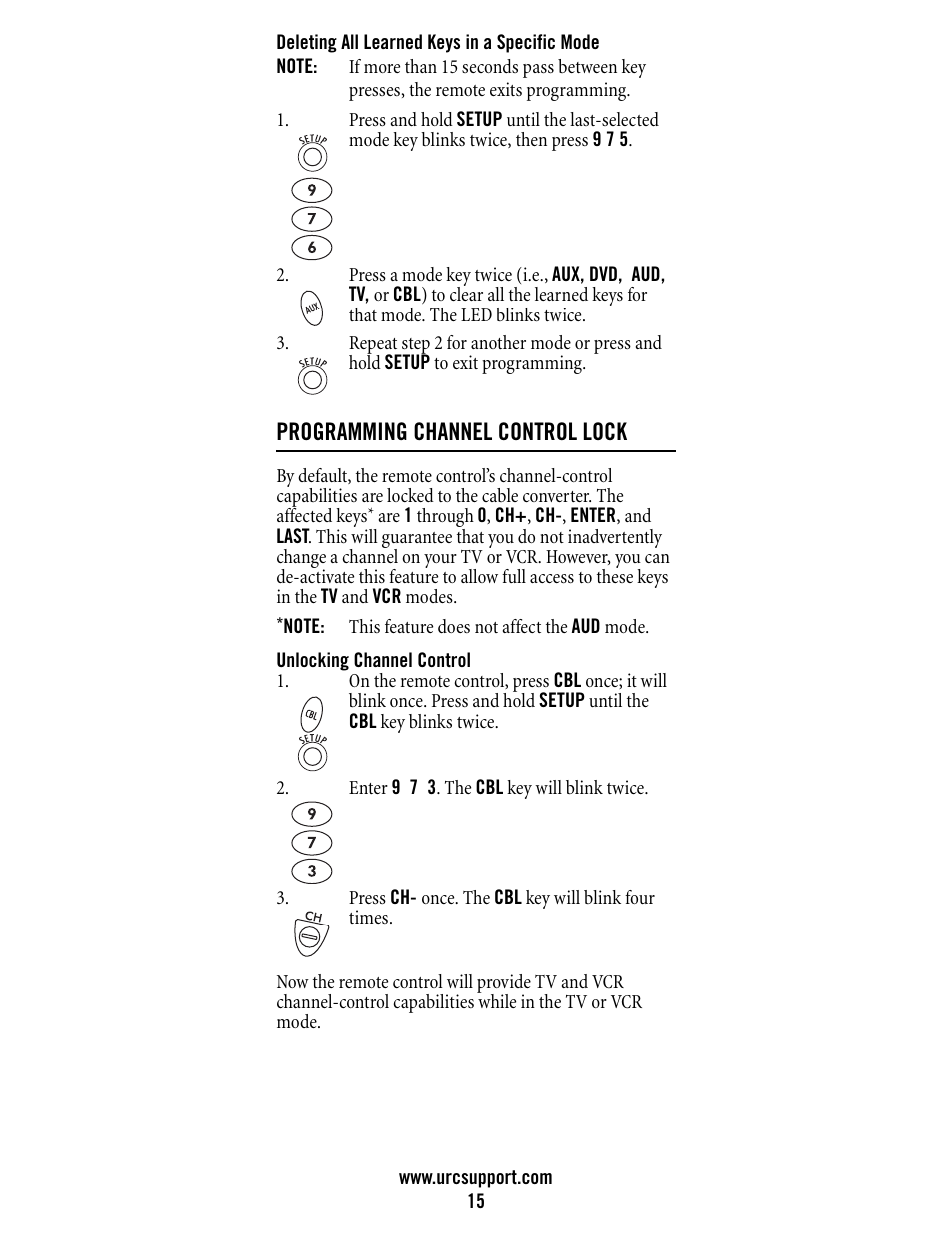 Programming channel control lock | Universal Electronics Atlas DVR/PVR 5-Device User Manual | Page 15 / 72