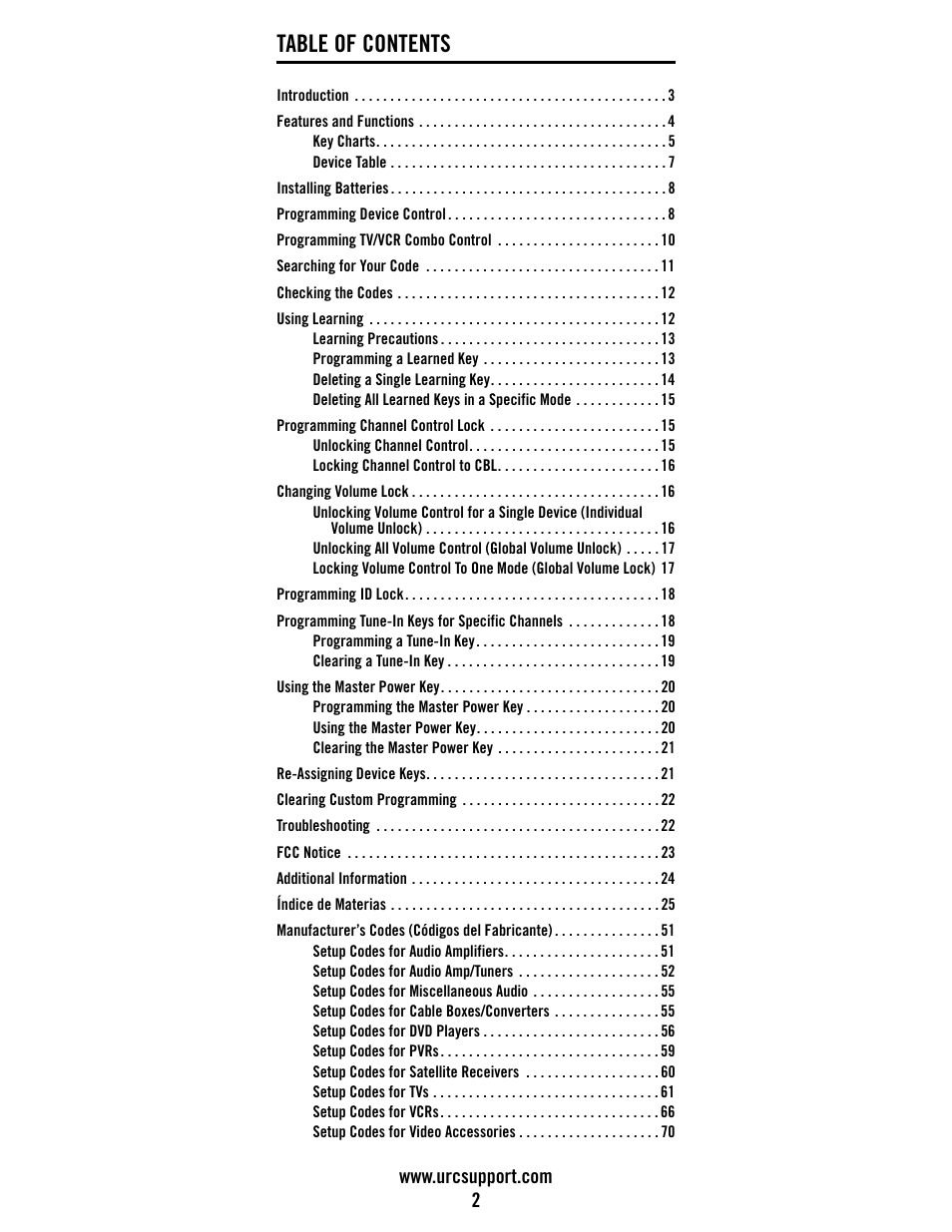 Universal Electronics Atlas DVR/PVR 5-Device User Manual | Page 2 / 72