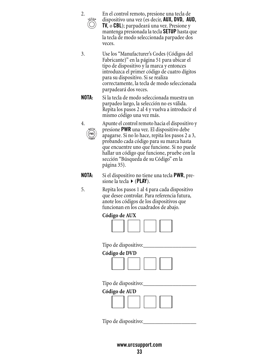 Universal Electronics Atlas DVR/PVR 5-Device User Manual | Page 33 / 72