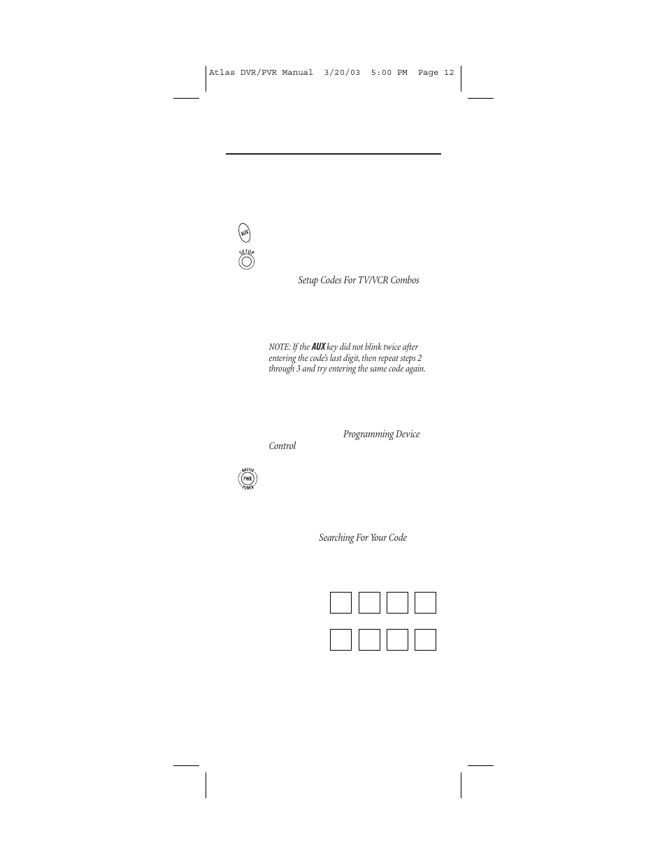 Programming tv/vcr combo control | Universal Electronics DVR/PVR 5 User Manual | Page 12 / 36