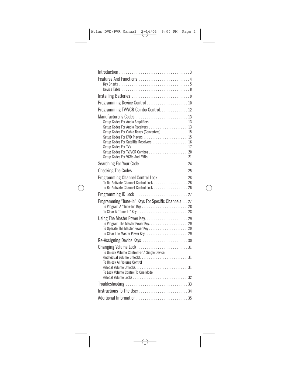 Universal Electronics DVR/PVR 5 User Manual | Page 2 / 36