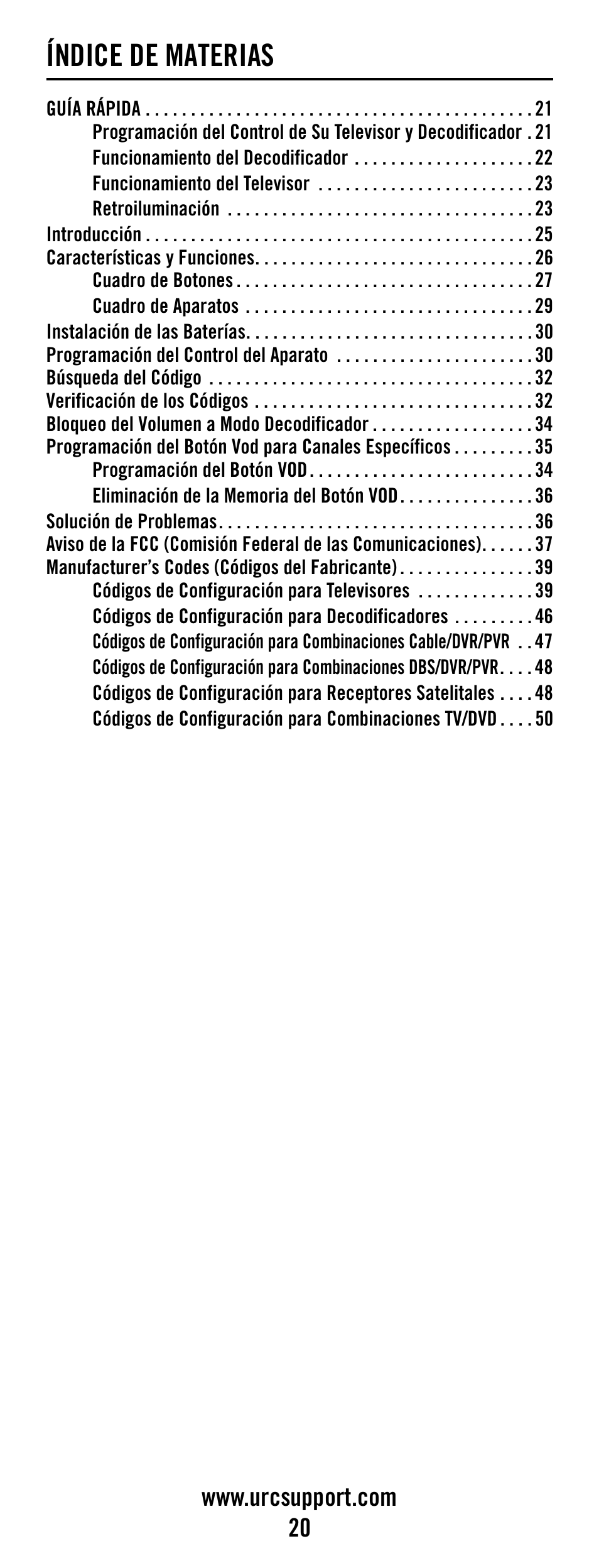 Índice de materias | Universal Electronics Polaris User Manual | Page 20 / 52