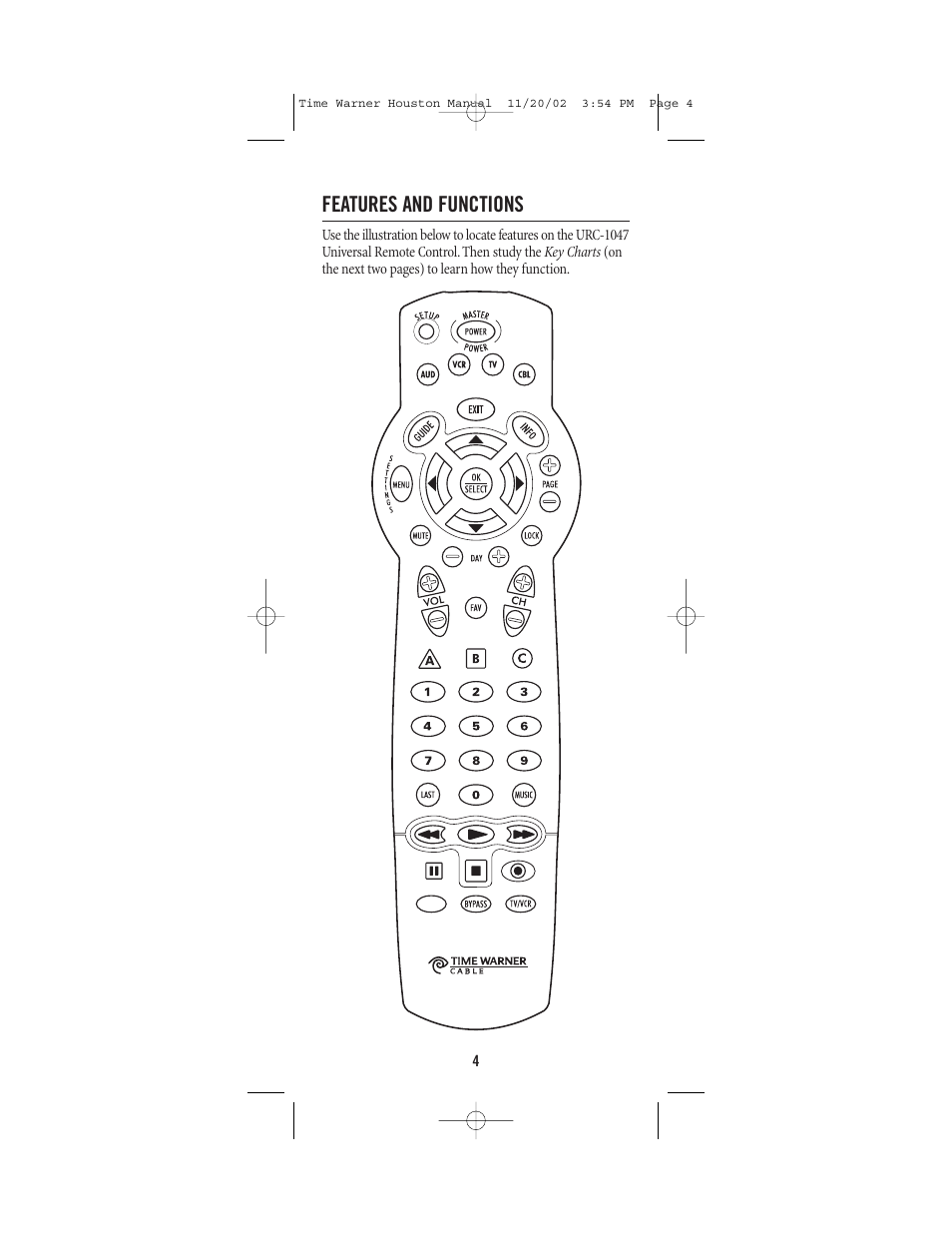 Features and functions | Universal Electronics URC-1047 User Manual | Page 4 / 48