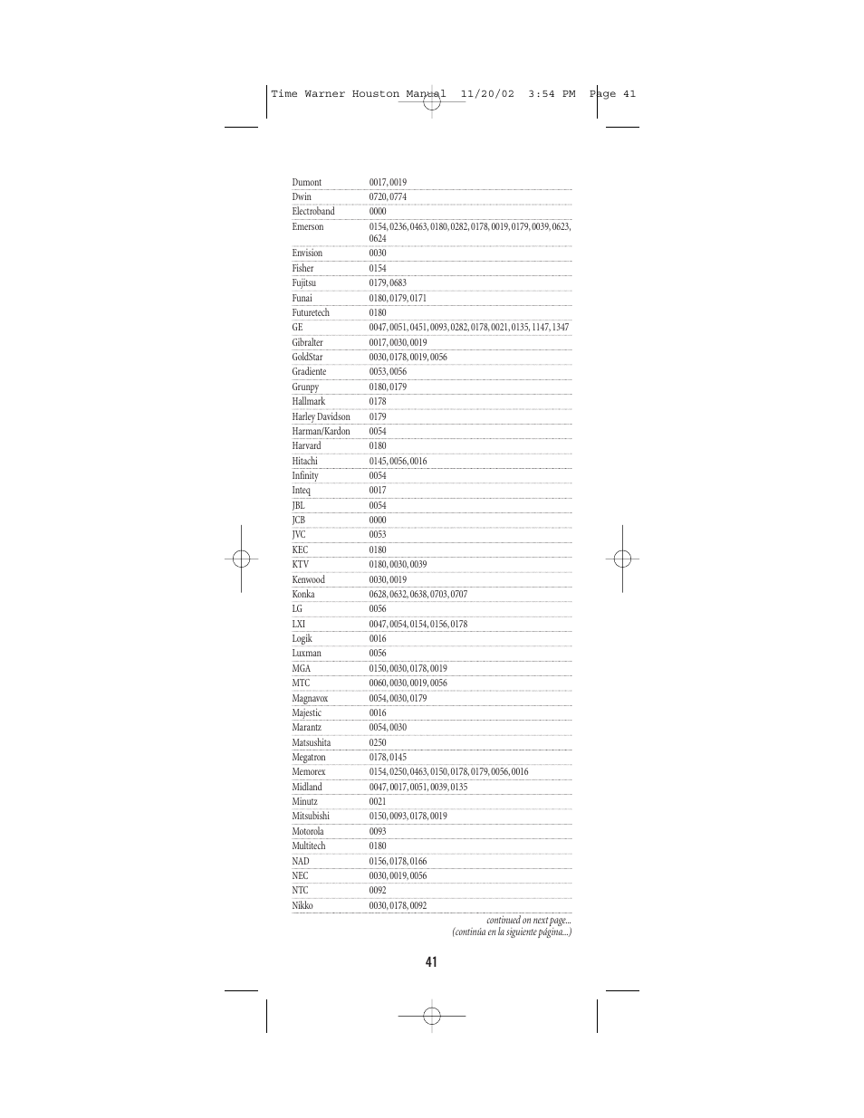 Universal Electronics URC-1047 User Manual | Page 41 / 48