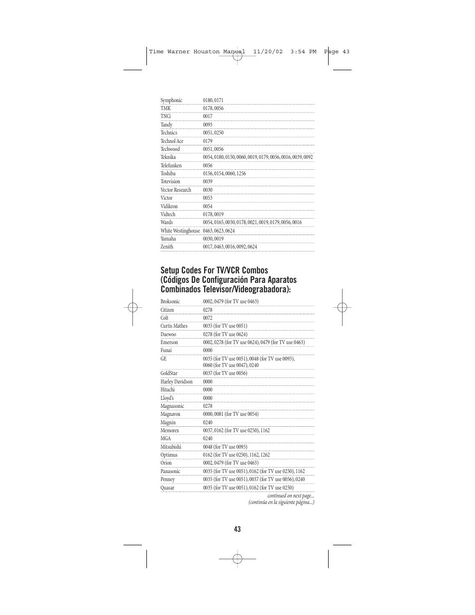 Universal Electronics URC-1047 User Manual | Page 43 / 48