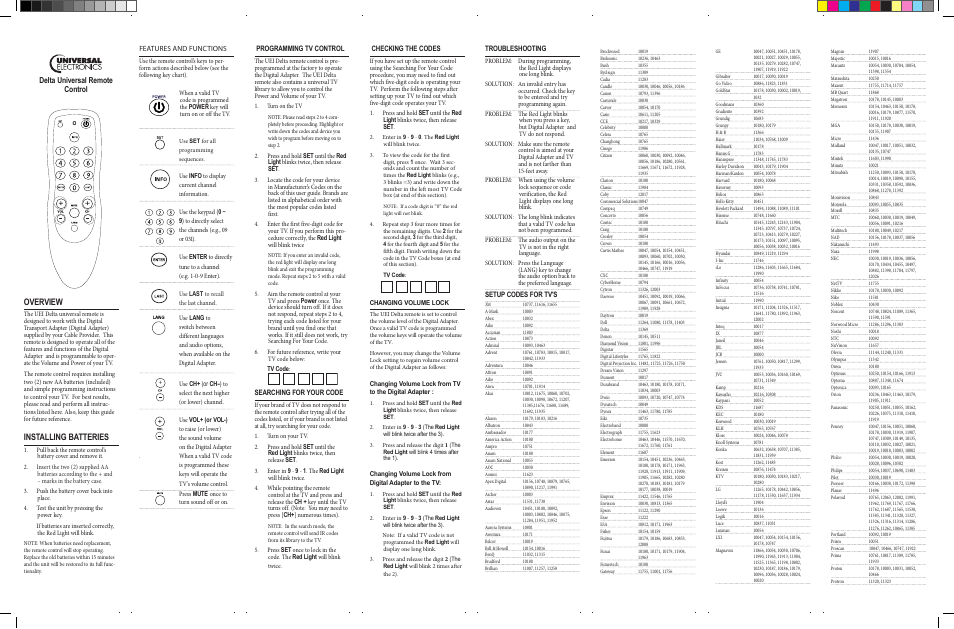 Universal Electronics UEI User Manual | 2 pages