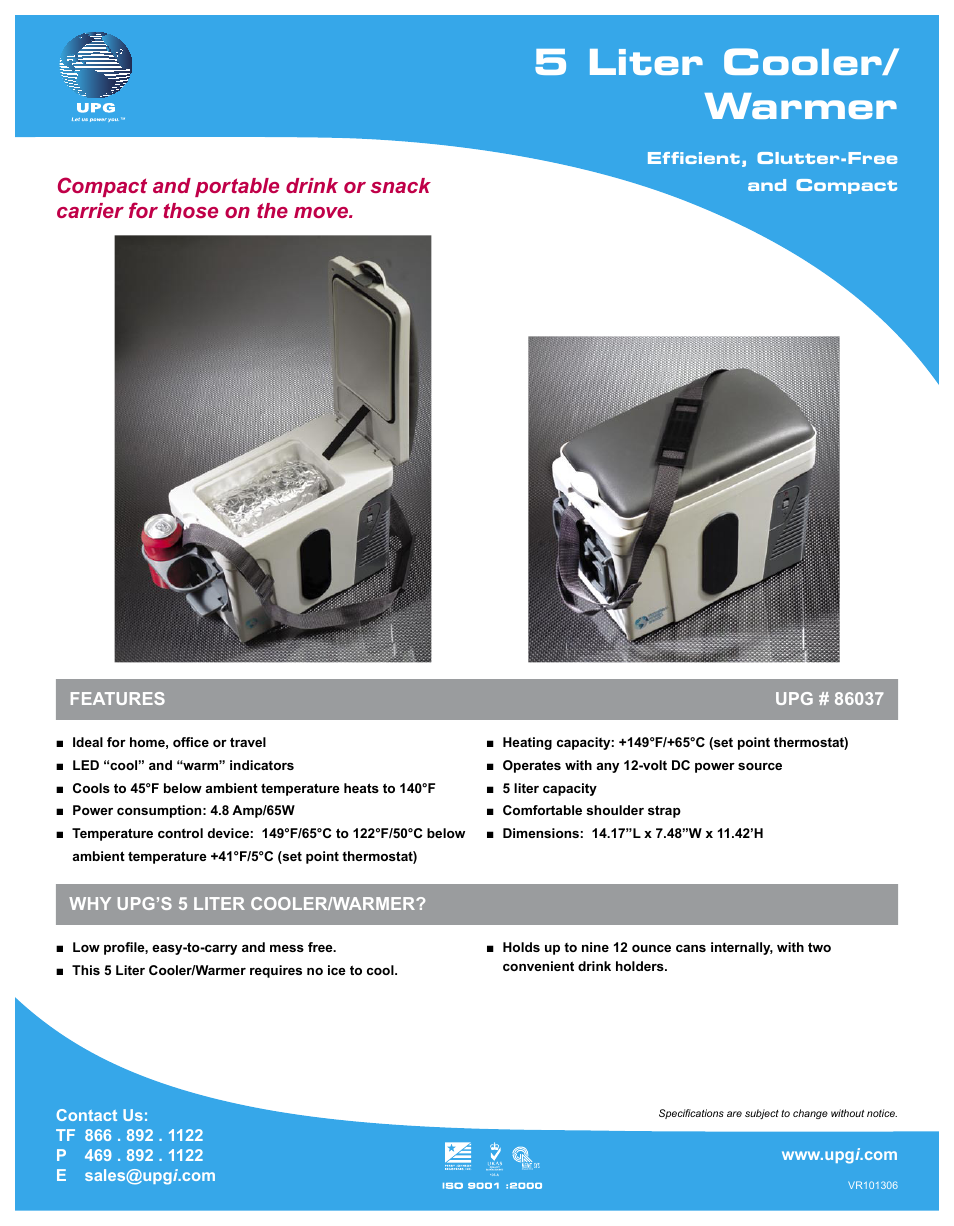 Universal Power Group 5 Liter Cooler/Warmer # 86037 User Manual | 2 pages