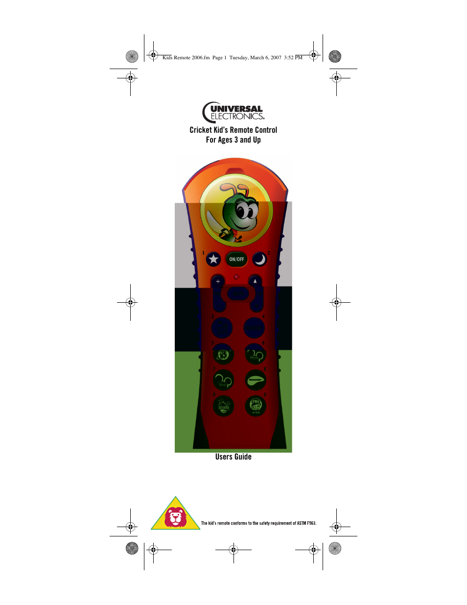 Universal Electronics Cricket Kid's Remote Control User Manual | 36 pages