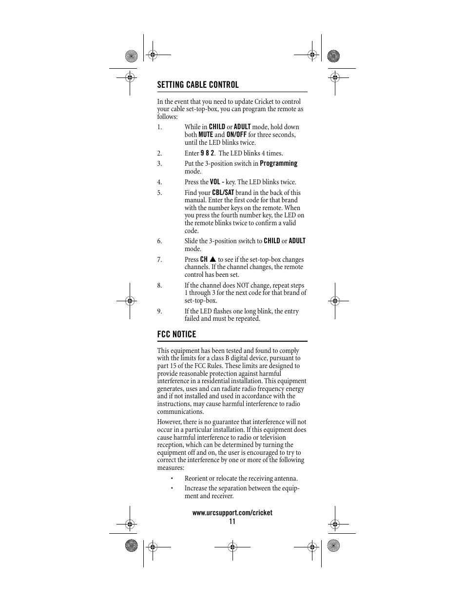 Universal Electronics Cricket Kid's Remote Control User Manual | Page 11 / 36