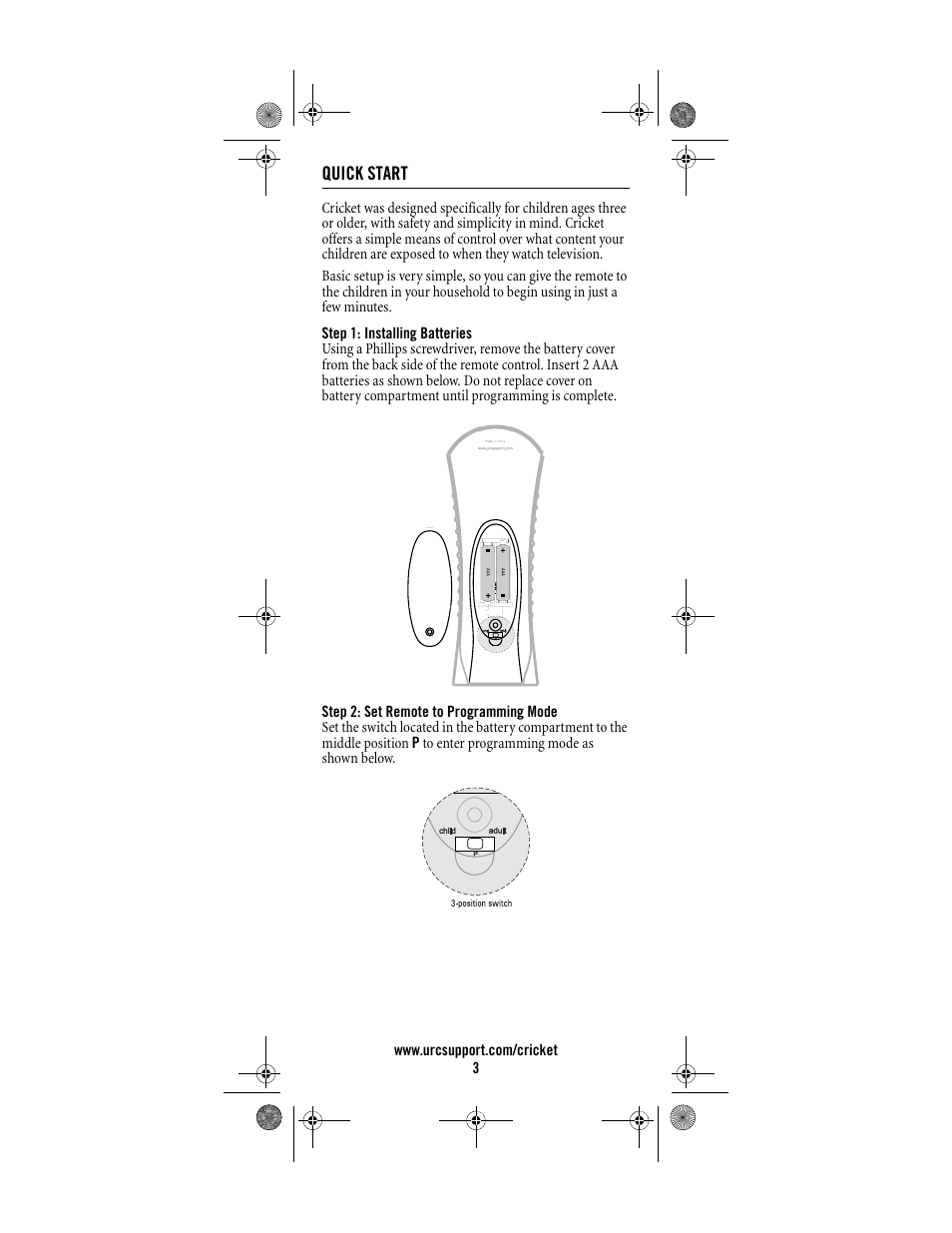 Universal Electronics Cricket Kid's Remote Control User Manual | Page 3 / 36