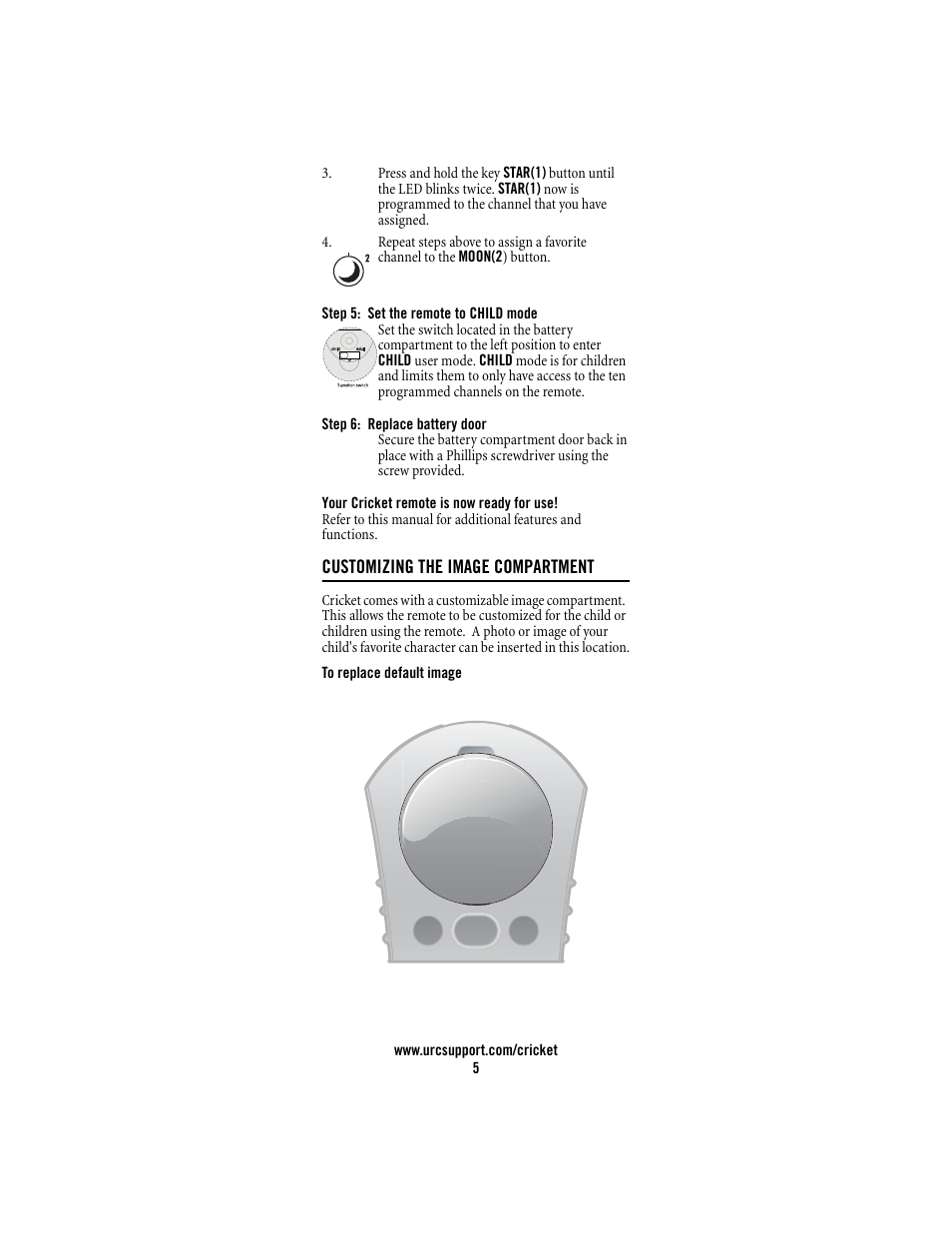 Universal Electronics Cricket Kid's Remote Control User Manual | Page 5 / 36