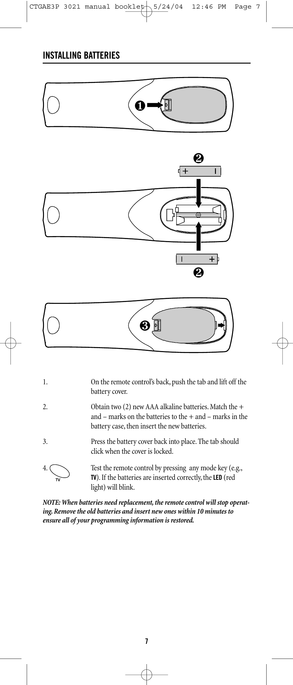Universal Electronics URC-3021 User Manual | Page 7 / 22