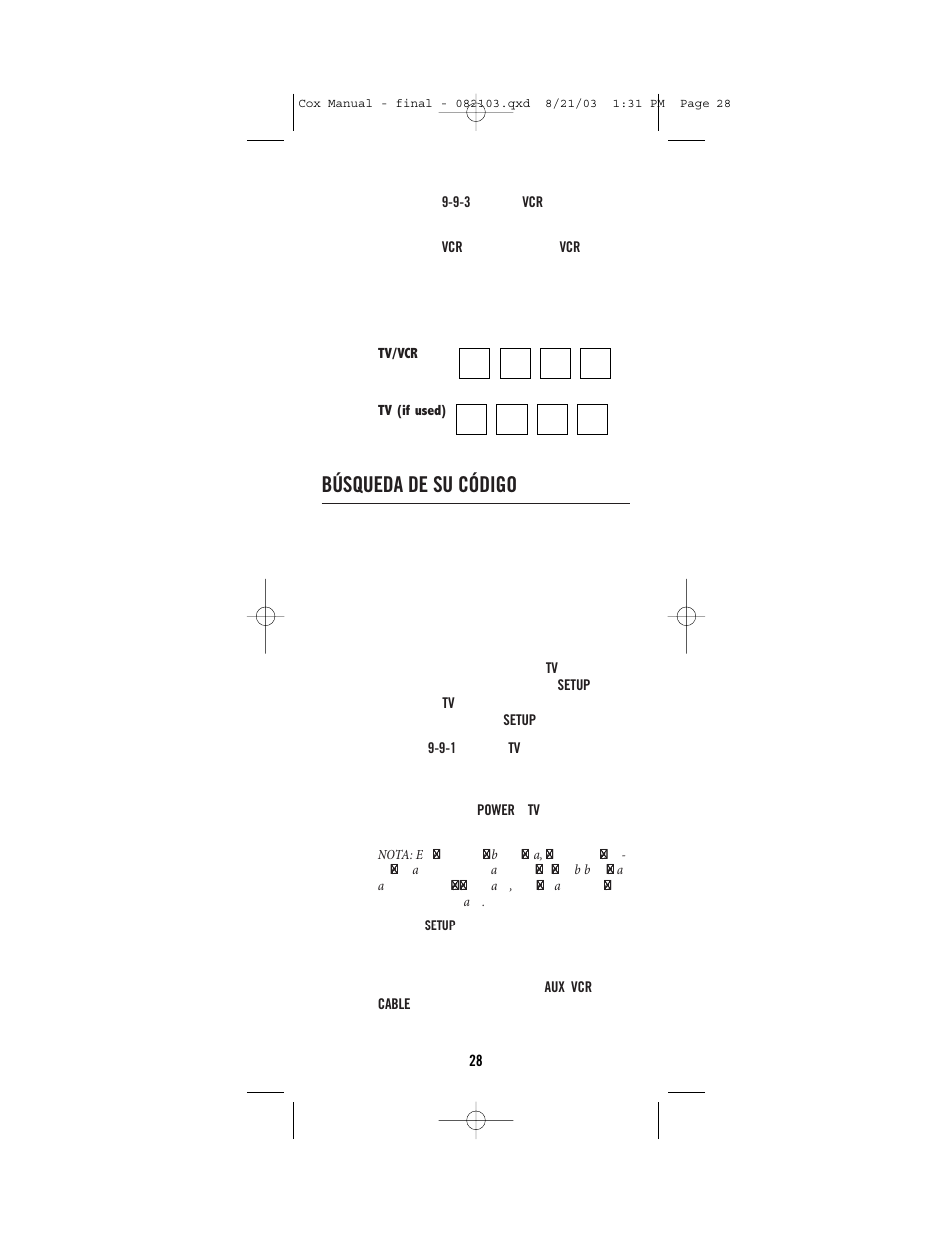 Búsqueda de su código | Universal Electronics Cox Universal Remote Control User Manual | Page 28 / 48