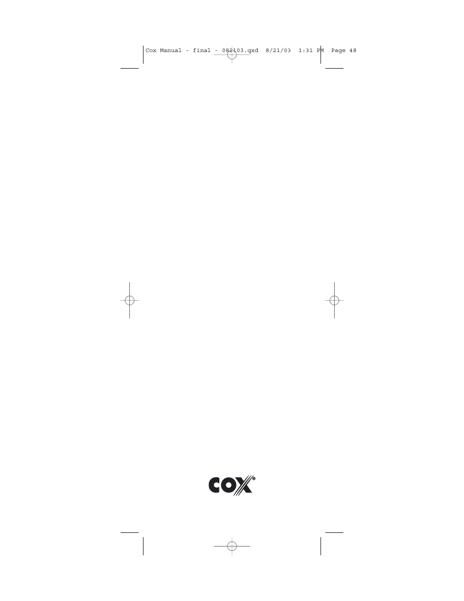 Universal Electronics Cox Universal Remote Control User Manual | Page 48 / 48