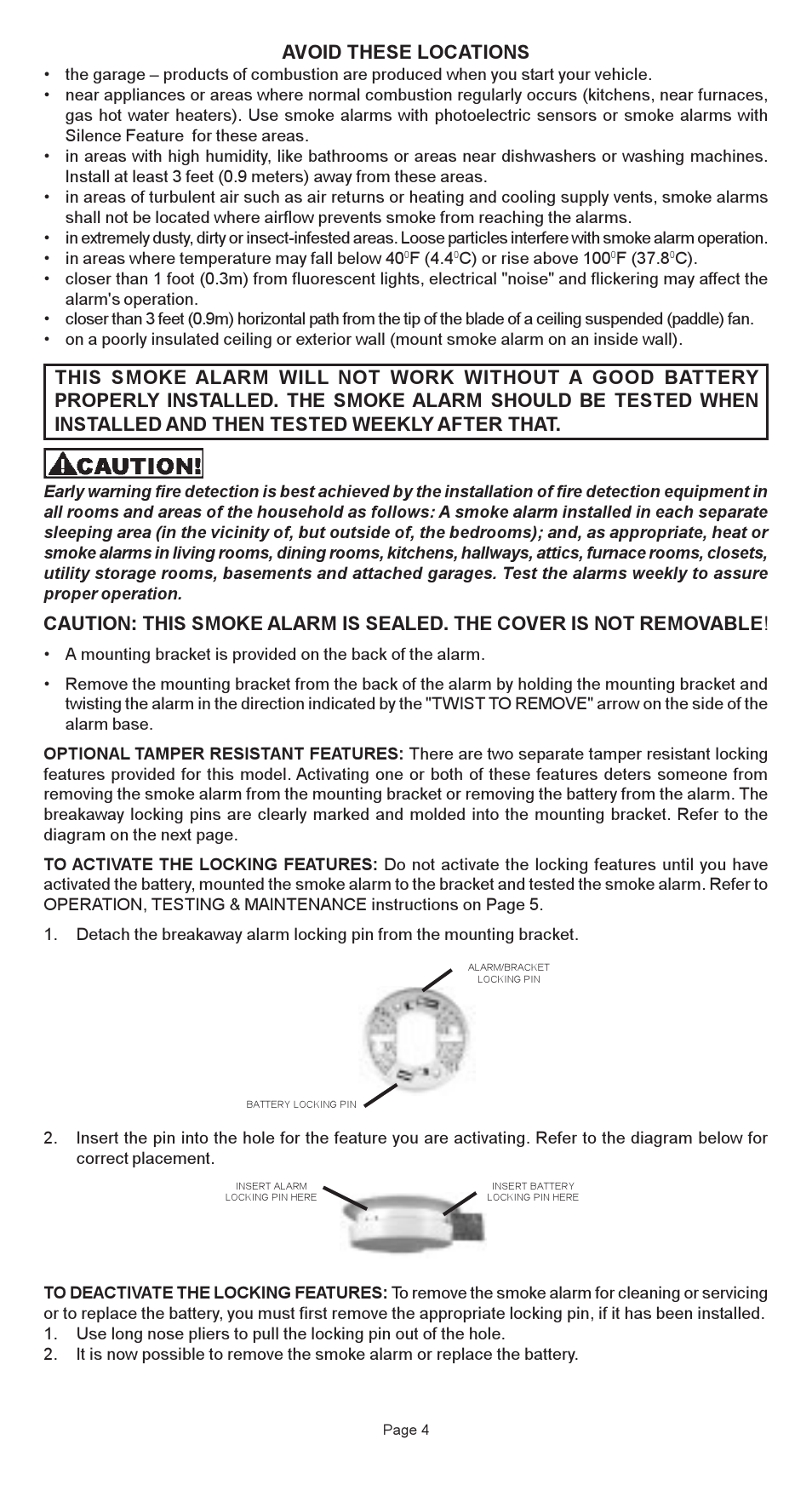 Avoid these locations | Universal Security Instruments 2975 User Manual | Page 4 / 9