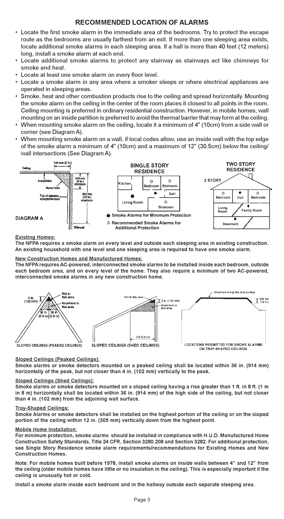 Recommended location of alarms | Universal Security Instruments 3885 User Manual | Page 3 / 10