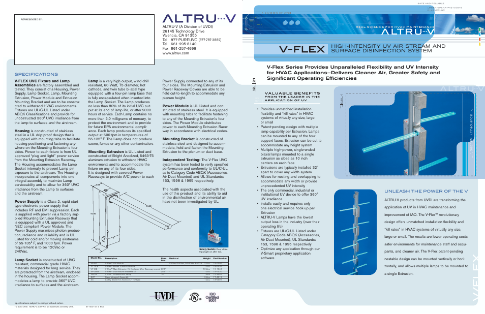 UltraViolet Devices High Output UV Device V-Flex User Manual | 1 page