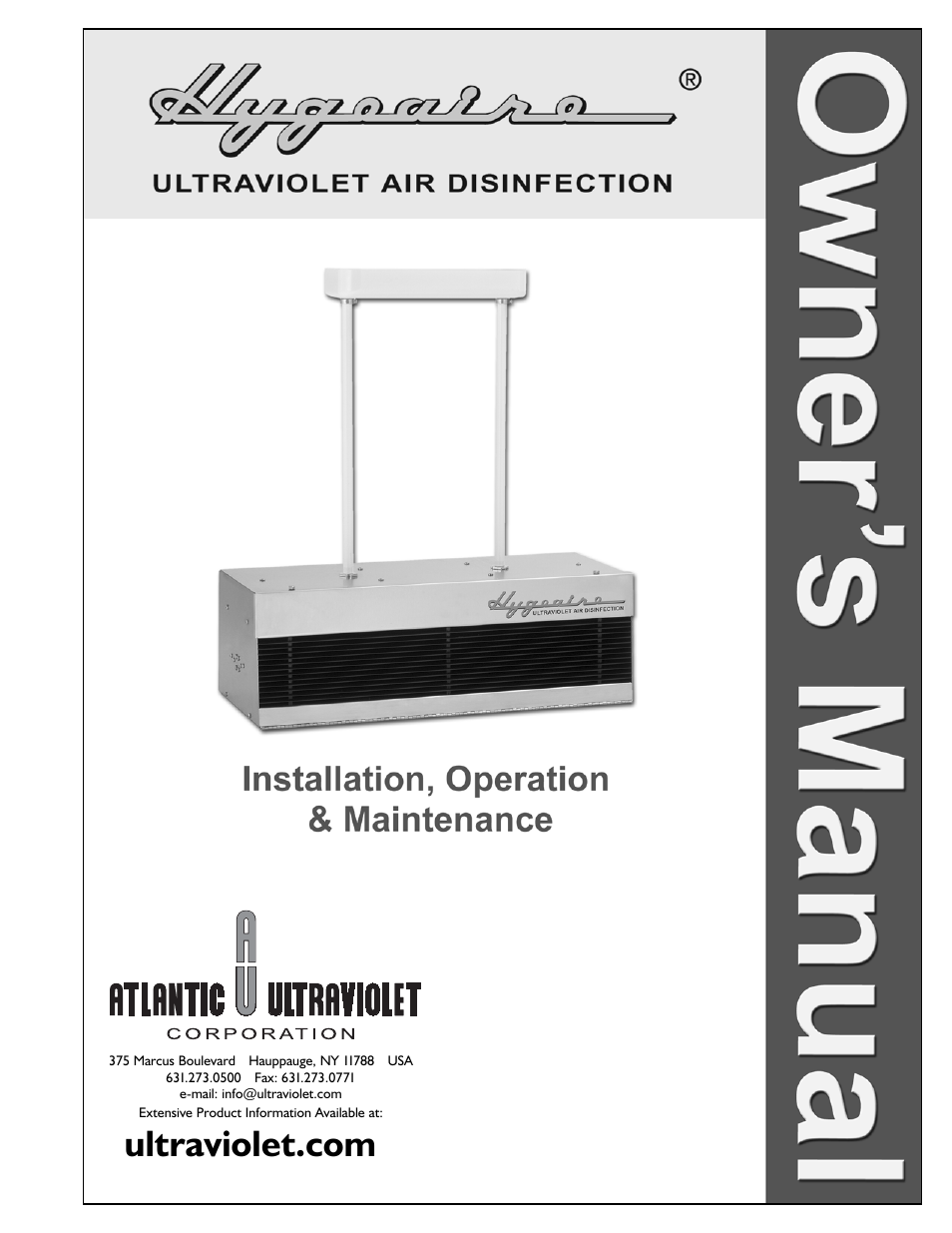 UltraViolet Devices Hygeaire Air Disinfection User Manual | 12 pages