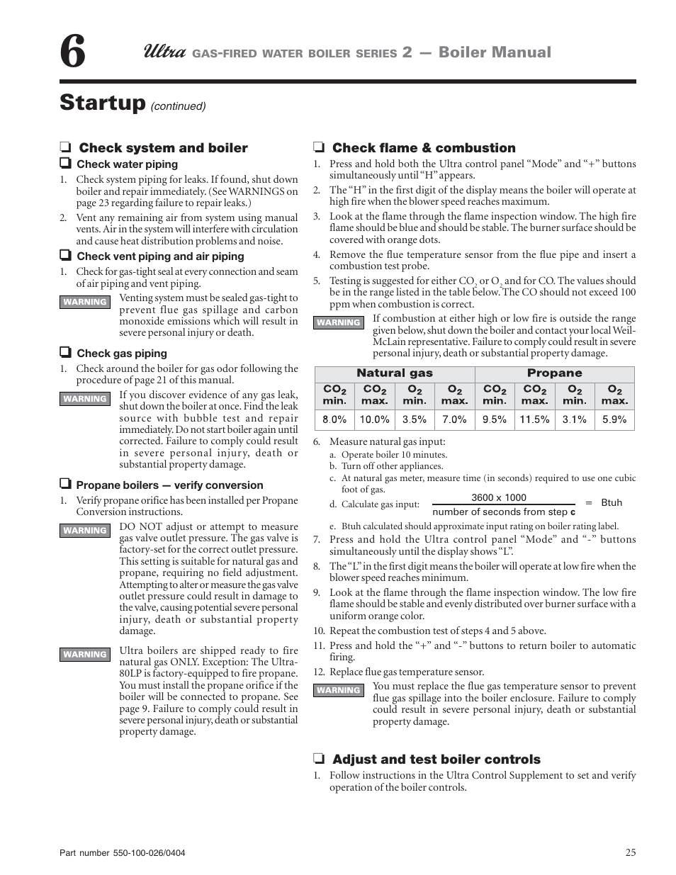 Startup, 2 — boiler manual | Ultra electronic -155 User Manual | Page 25 / 44