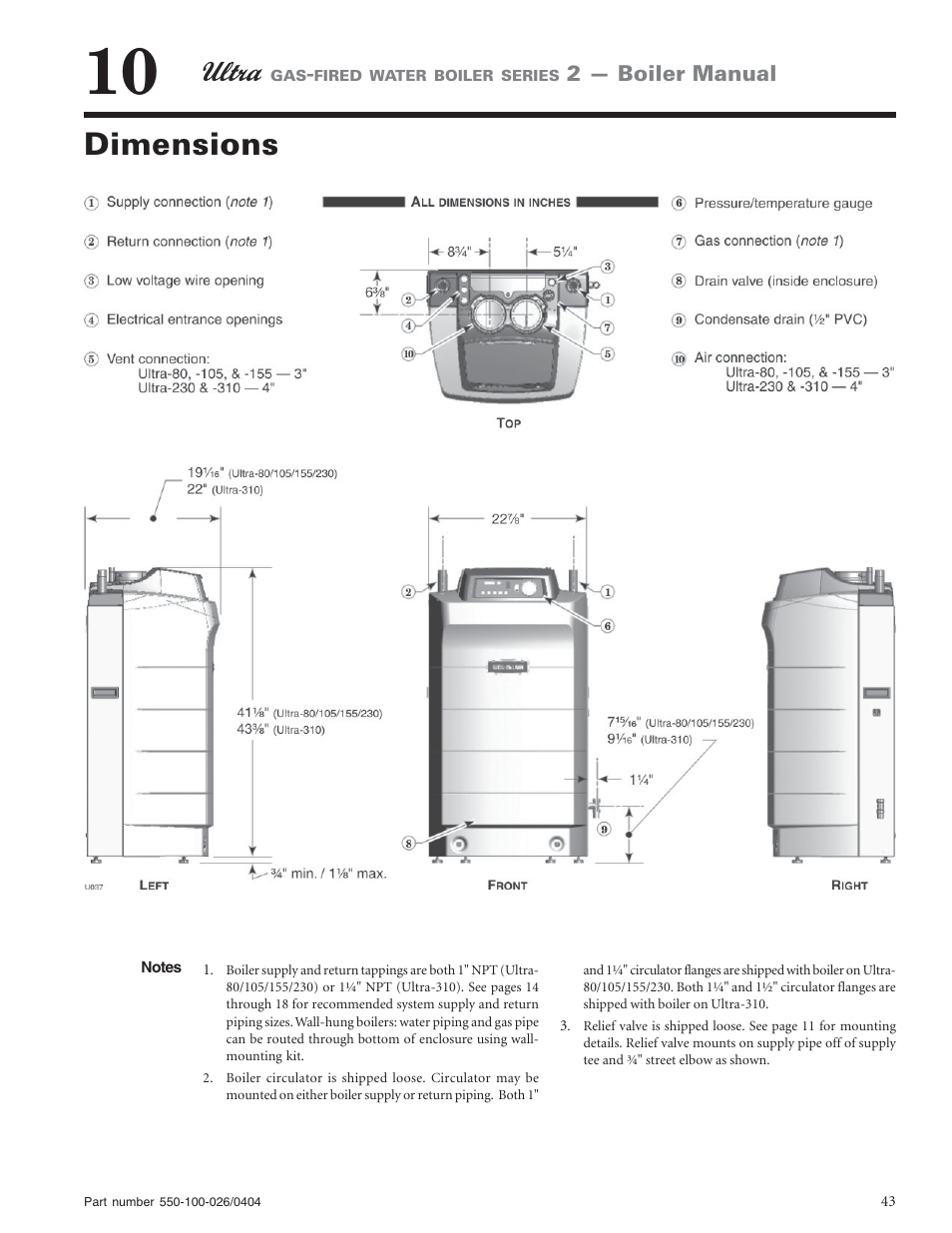 Dimensions | Ultra electronic -155 User Manual | Page 43 / 44