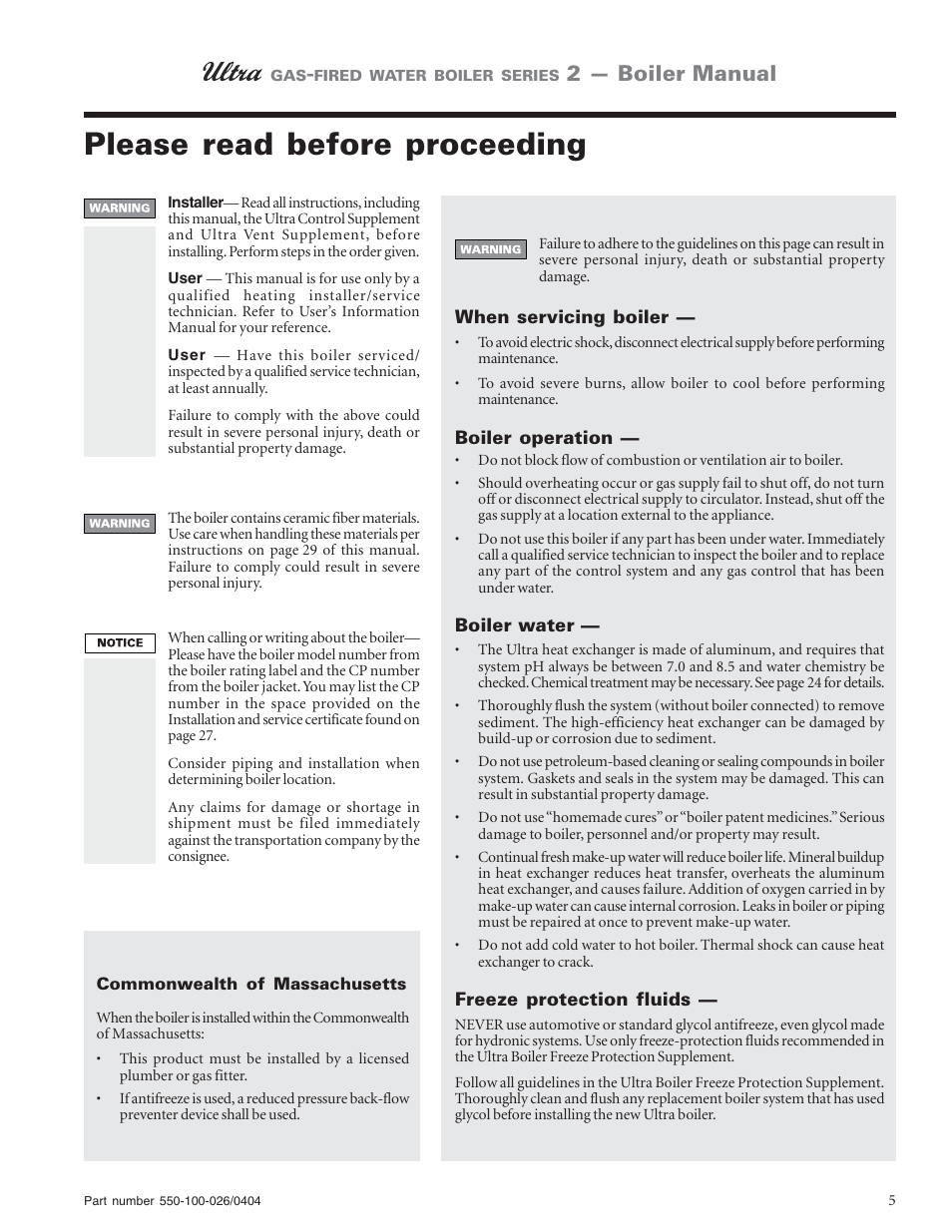 Please read before proceeding, 2 — boiler manual | Ultra electronic -155 User Manual | Page 5 / 44