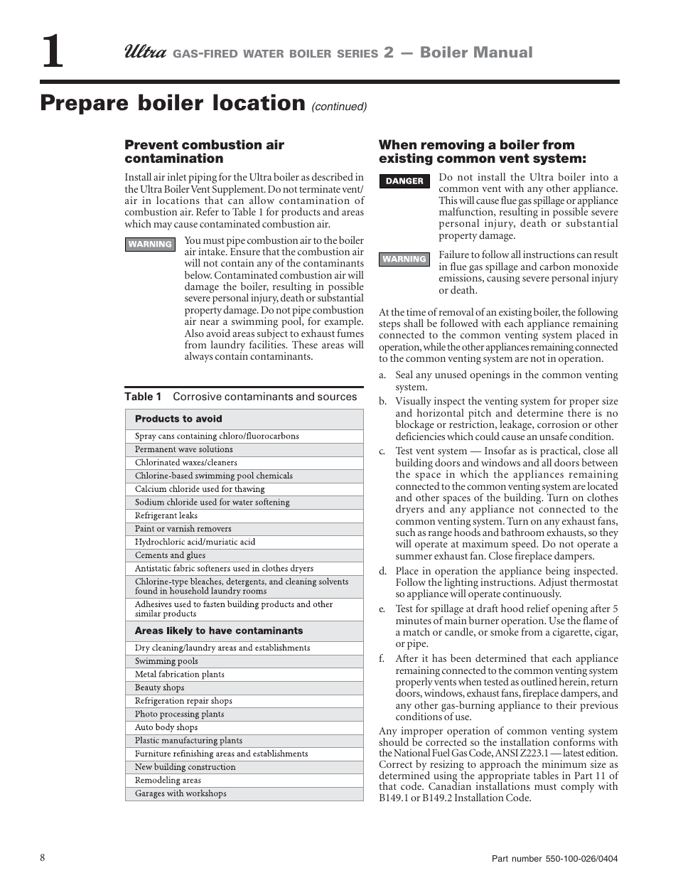 Prepare boiler location | Ultra electronic -155 User Manual | Page 8 / 44