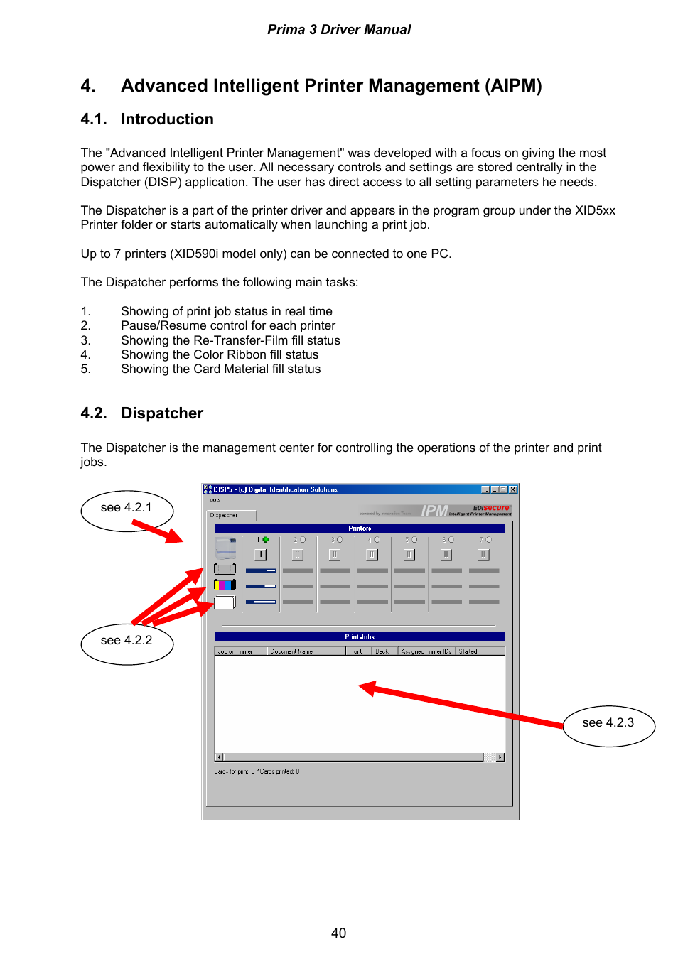 Advanced intelligent printer management (aipm), Introduction, Dispatcher | Ultra electronic Prima 3 XID590ie User Manual | Page 40 / 82