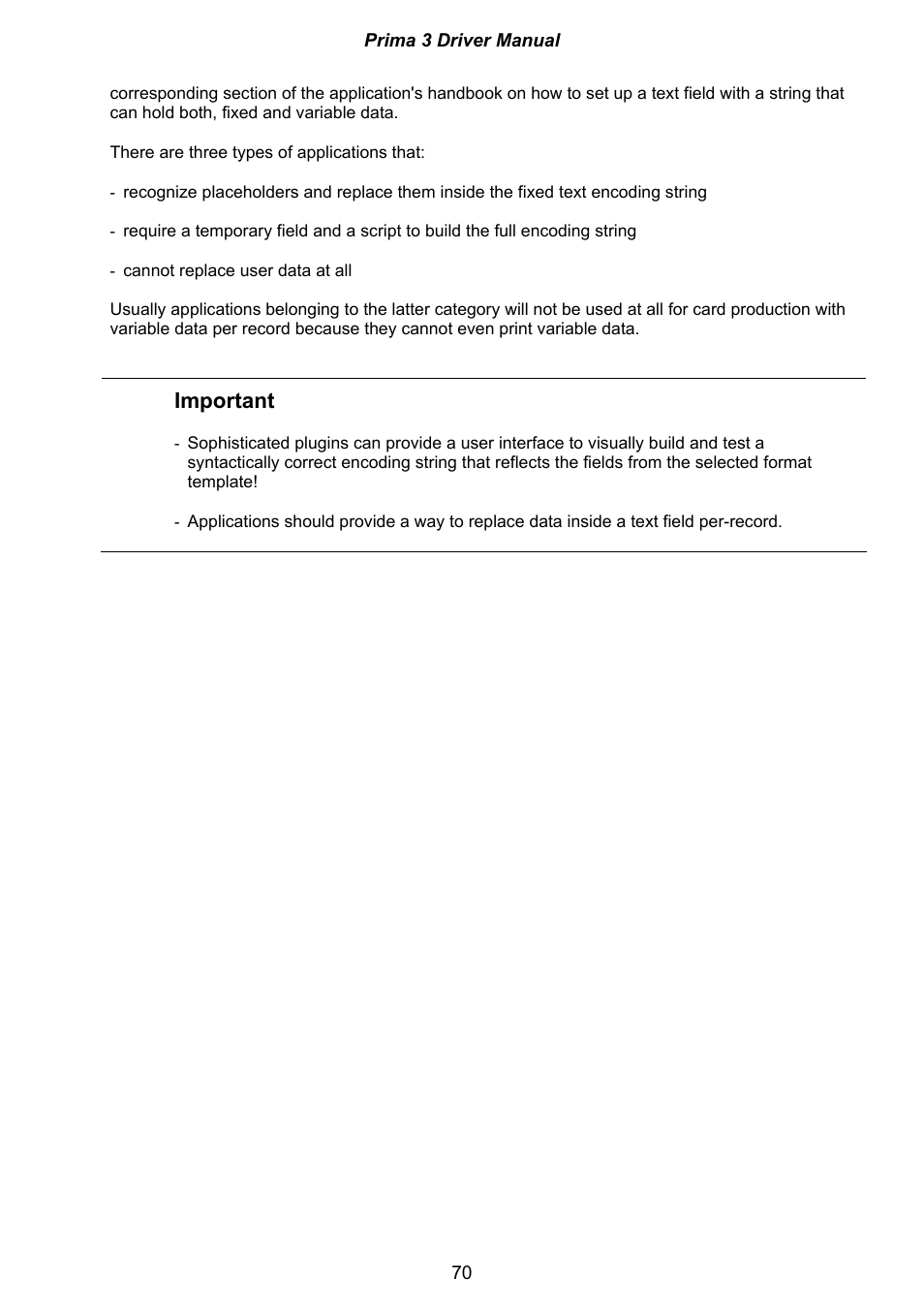Important | Ultra electronic Prima 3 XID590ie User Manual | Page 70 / 82