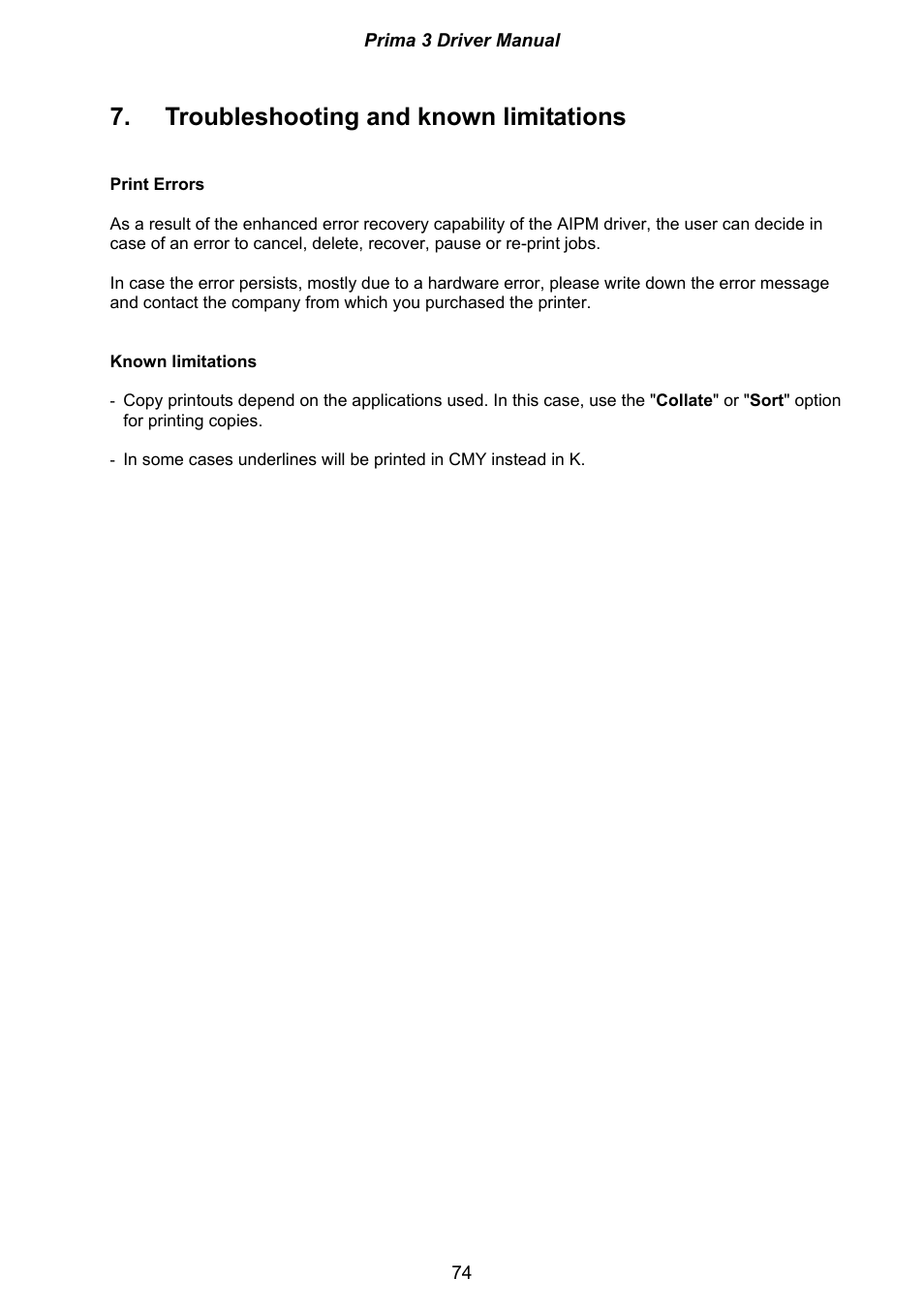 Troubleshooting and known limitations | Ultra electronic Prima 3 XID590ie User Manual | Page 74 / 82