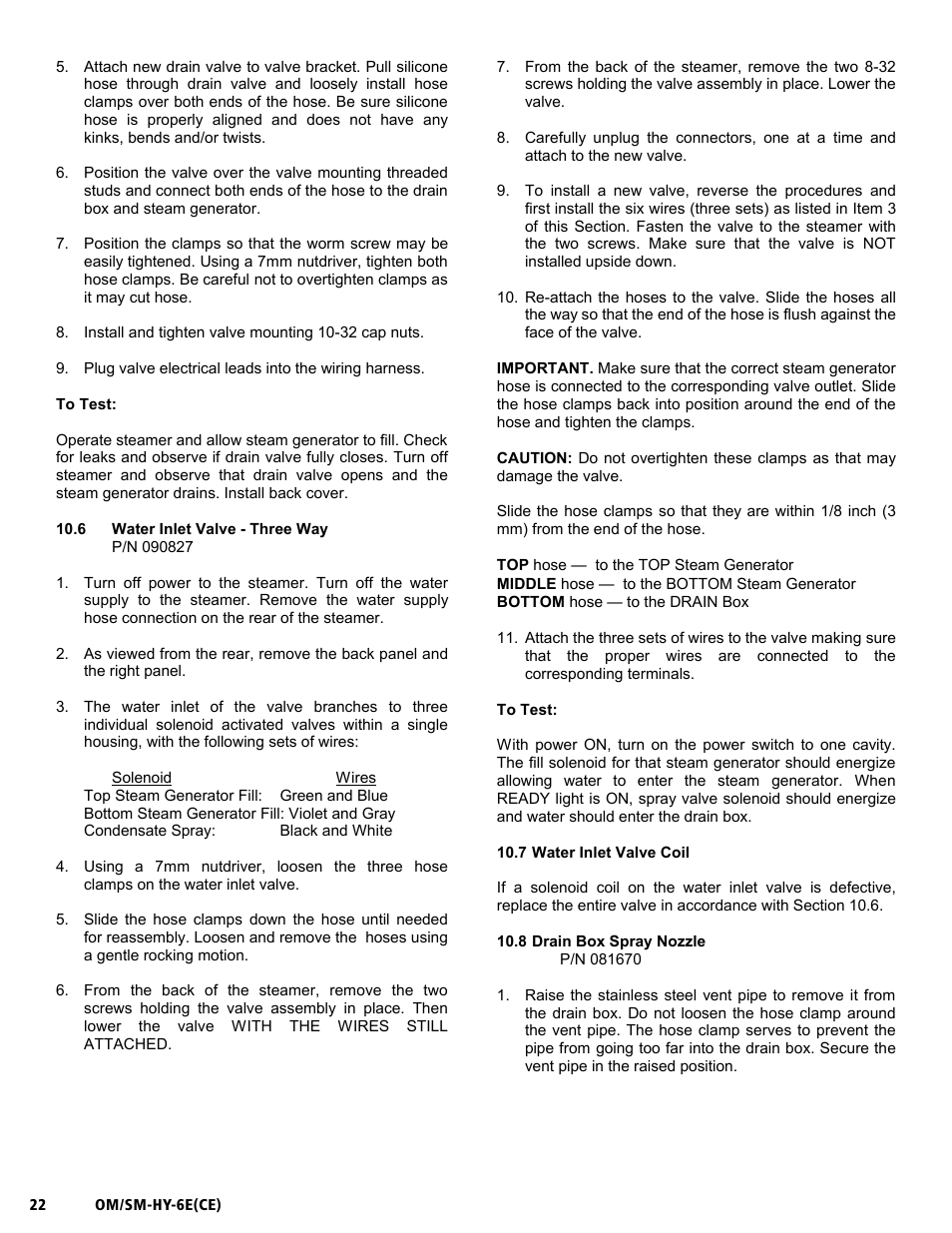 Om/sm-hy-6e(ce) | Unified Brands HYPERSTEAM HY-6E(CE) User Manual | Page 22 / 34